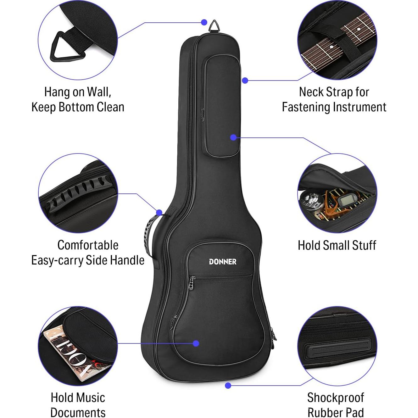 Funda de Guitarra Eléctrica Donner 39" Nylon Impermeable 600D