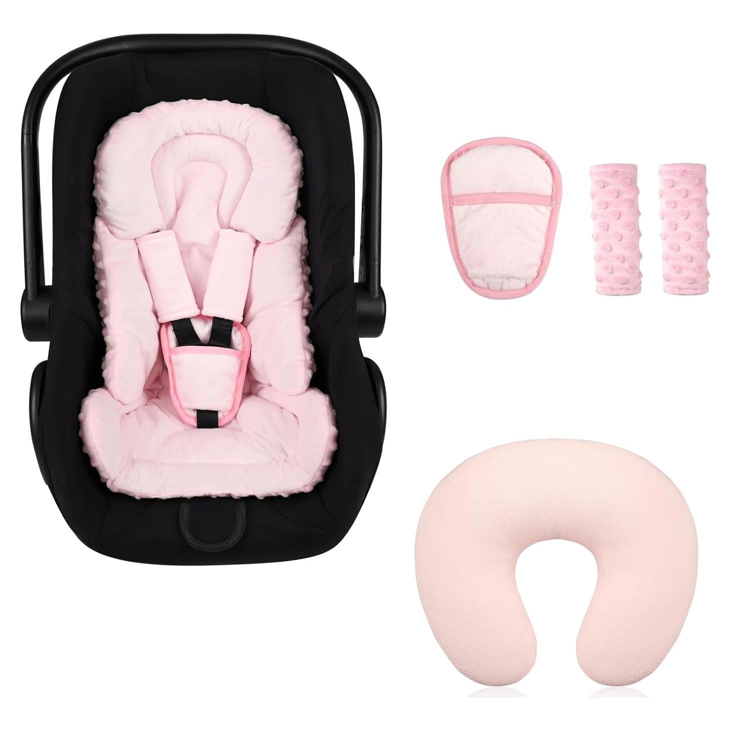 Inserto para Asiento de Auto Bebé 3 en 1 Rosa - Almohadas y Funda