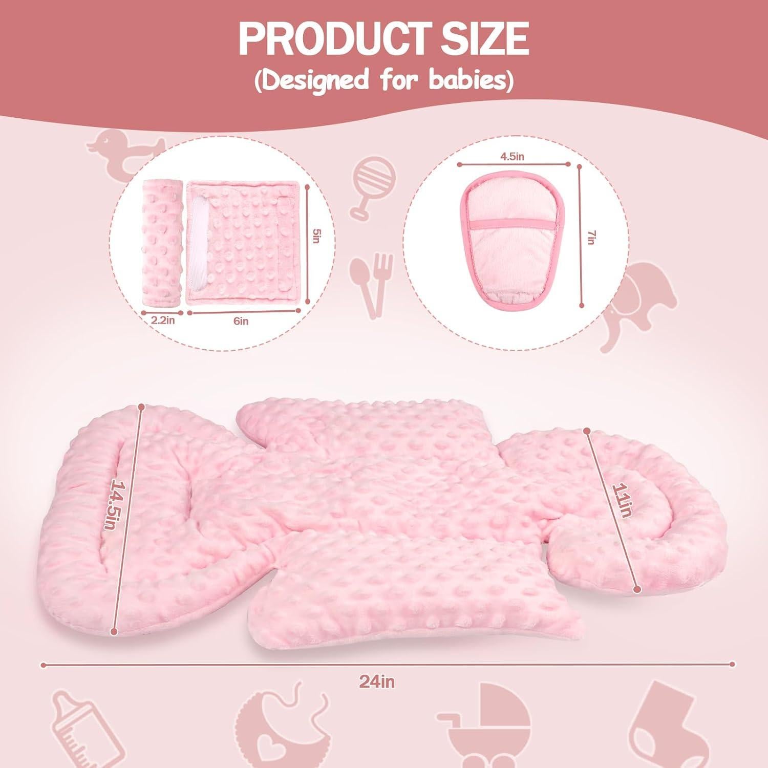 Inserto para Asiento de Auto Bebé 3 en 1 Rosa - Almohadas y Funda