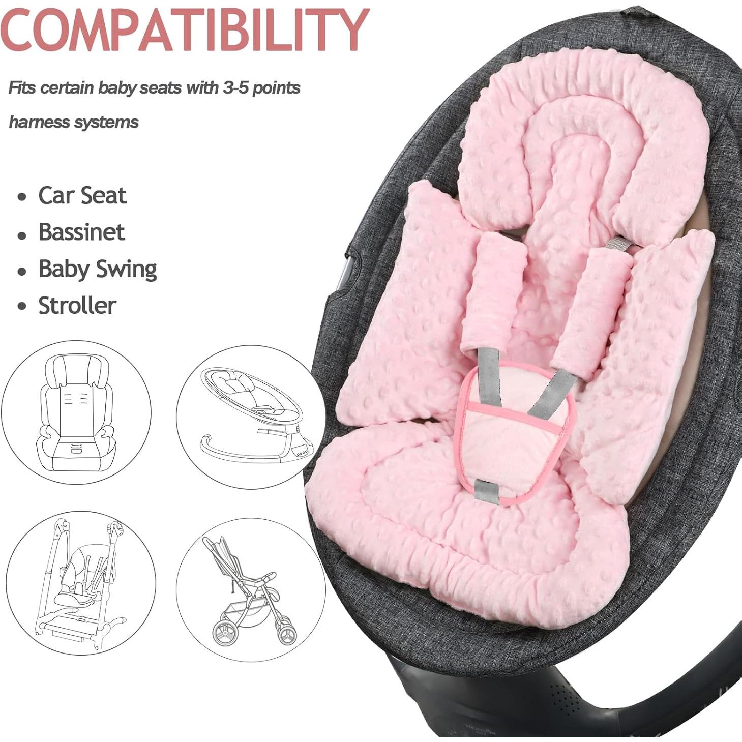 Inserto para Asiento de Auto Bebé 3 en 1 Rosa - Almohadas y Funda
