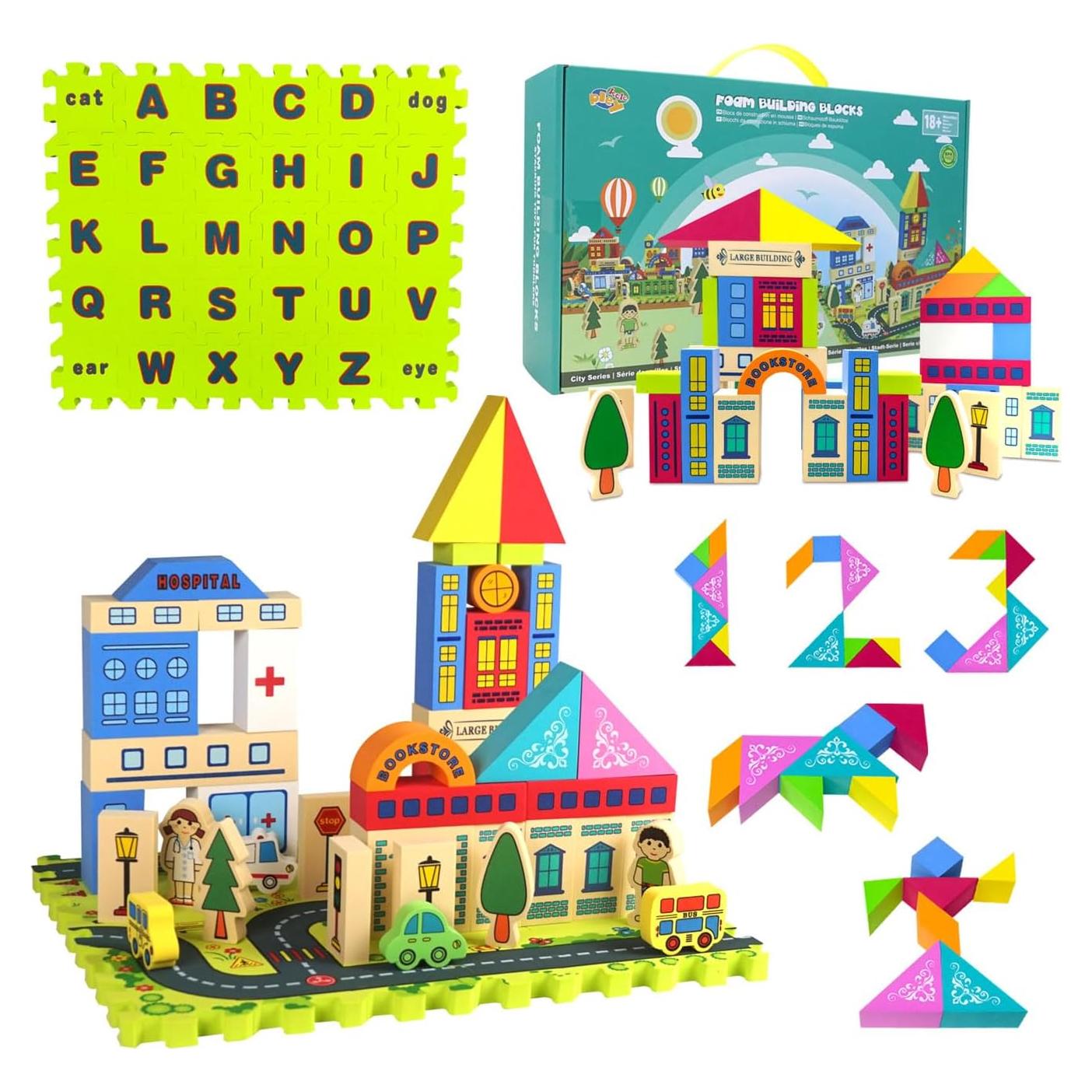 Juego de Bloques de Espuma Pleykele Ciudad 83 Piezas 18+ Meses