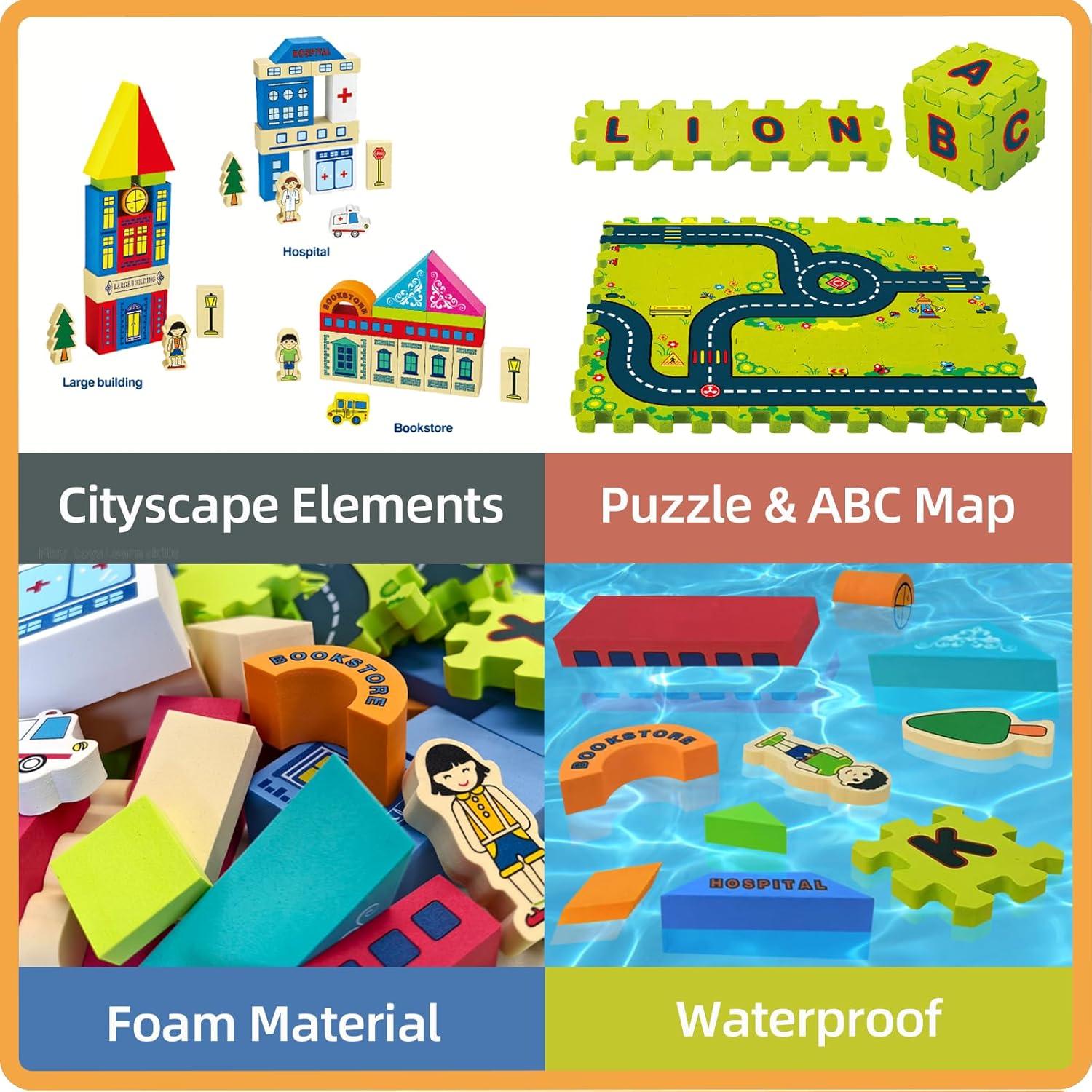 Juego de Bloques de Espuma Pleykele Ciudad 83 Piezas 18+ Meses