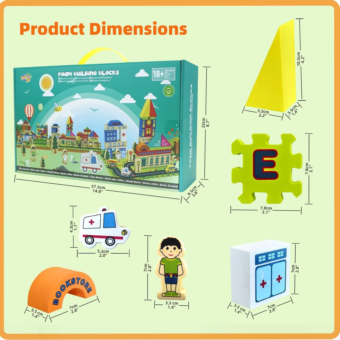 Juego de Bloques de Espuma Pleykele Ciudad 83 Piezas 18+ Meses