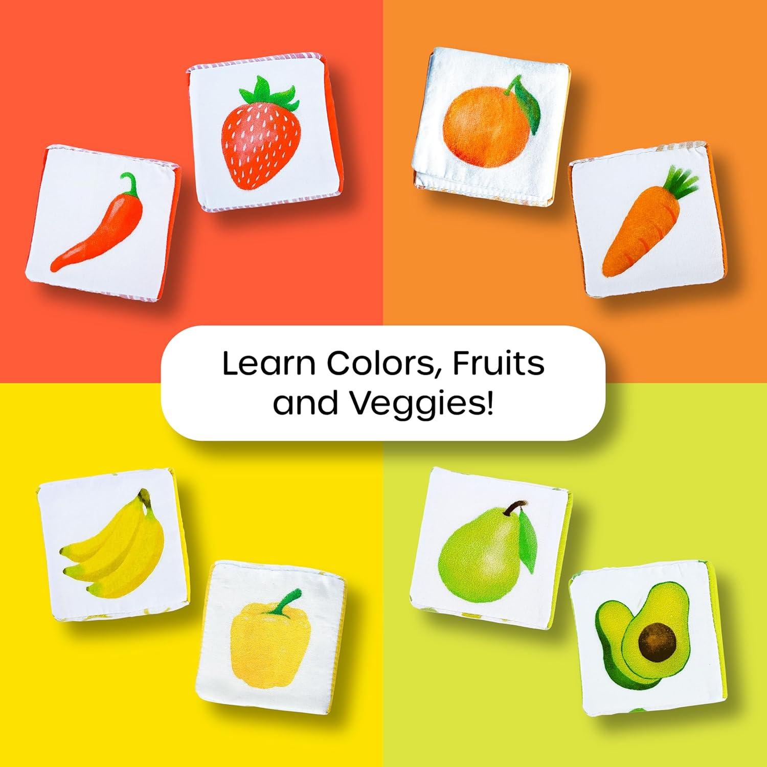 Bloques Suaves de Bebé Quiggly Rainbow - 8 Bloques Sensoriales 100% Algodón