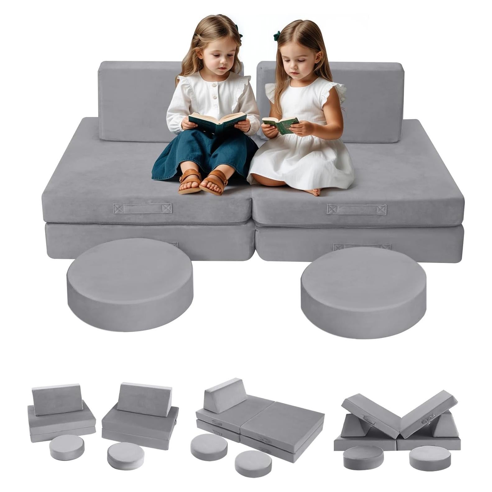 Sofá Modular para Niños MeMoreCool 8 Piezas Gris