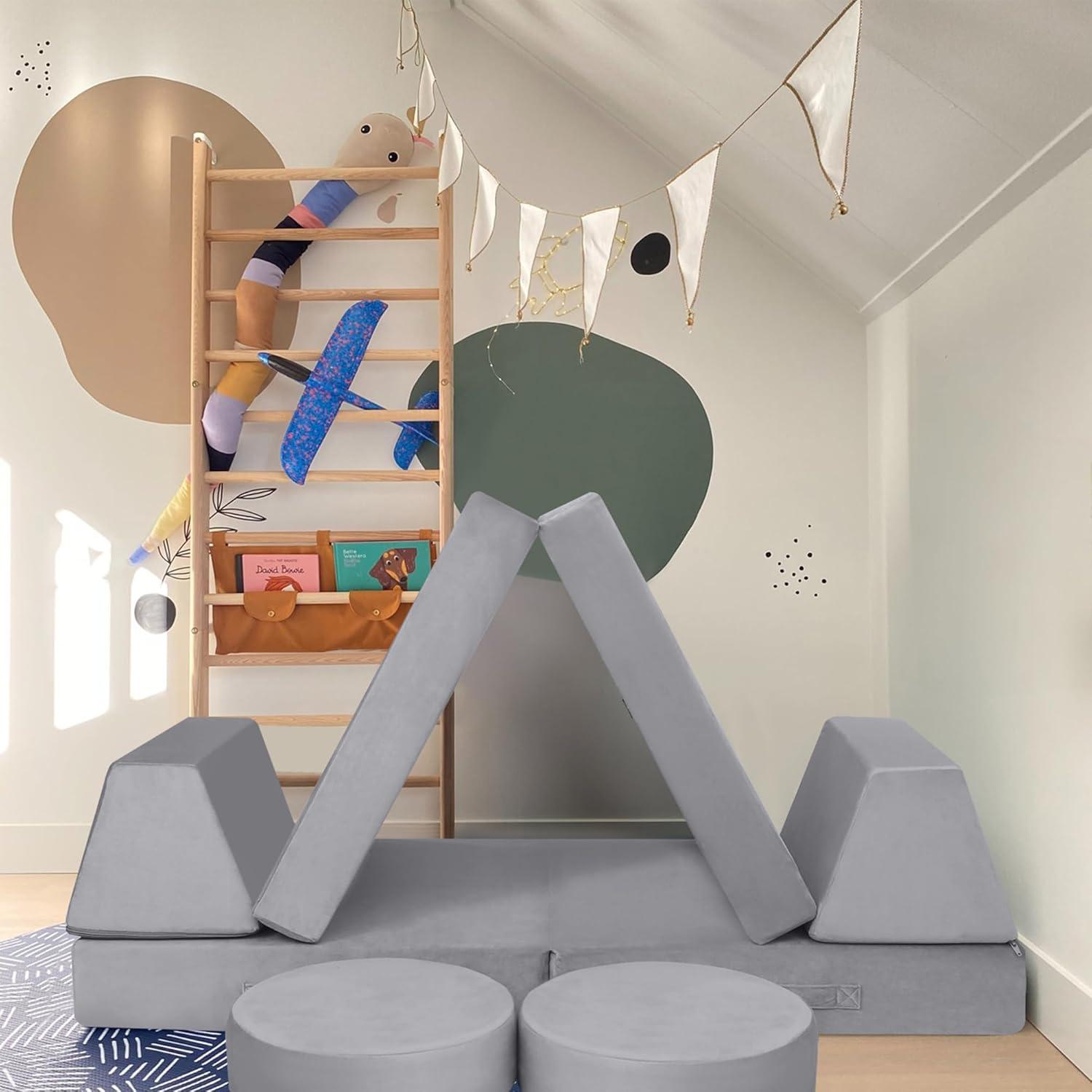 Sofá Modular para Niños MeMoreCool 8 Piezas Gris