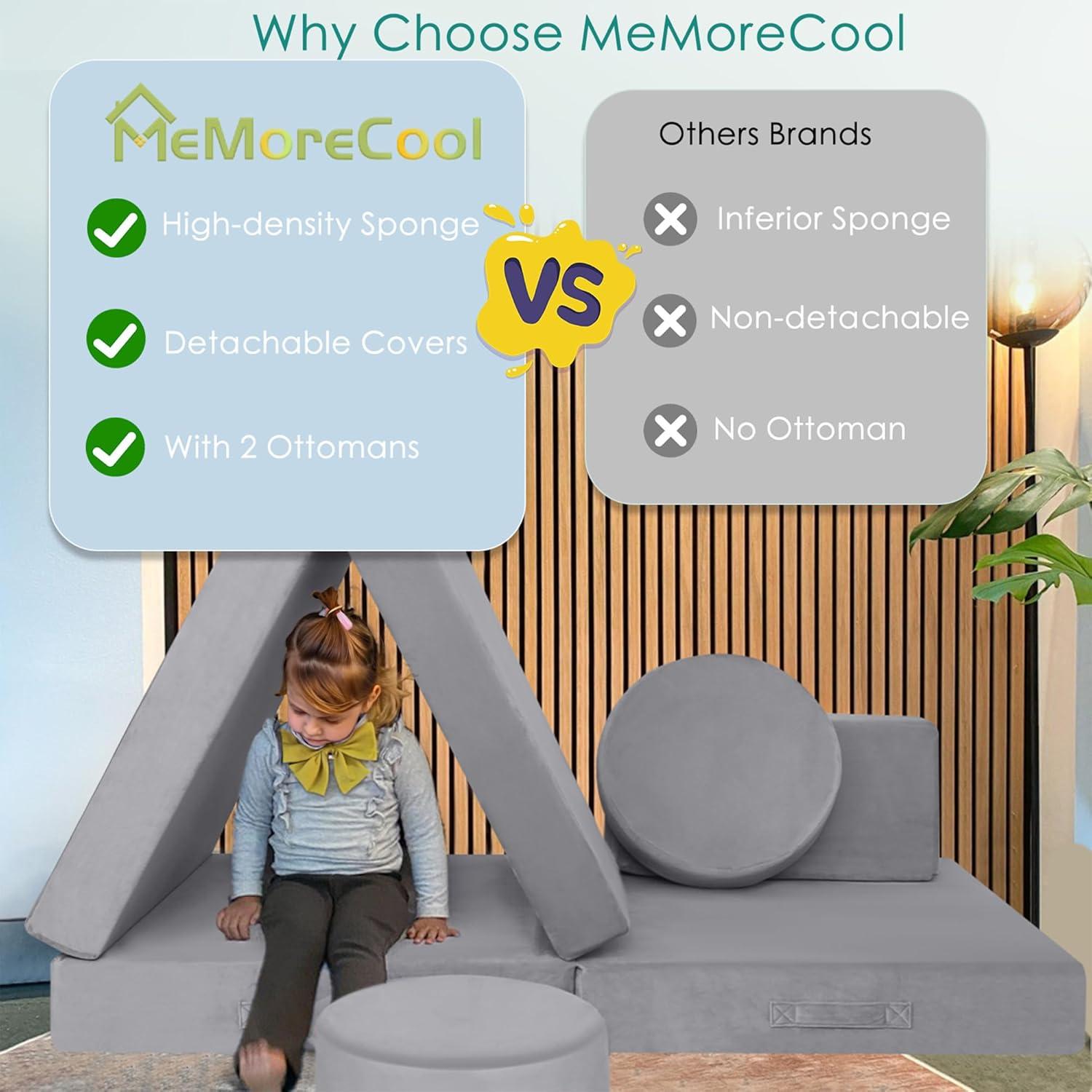 Sofá Modular para Niños MeMoreCool 8 Piezas Gris