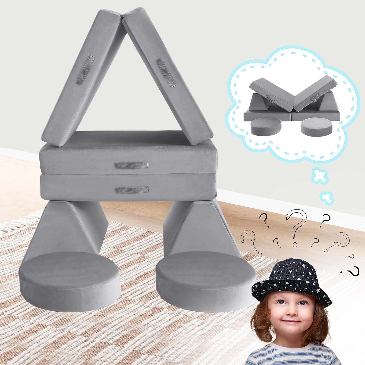 Sofá Modular para Niños MeMoreCool 8 Piezas Gris