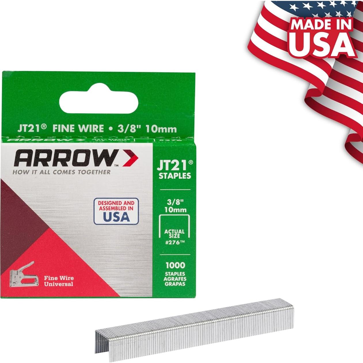 Grapas delgadas Arrow 276 JT21 10 mm para grapadoras - 1000 unidades