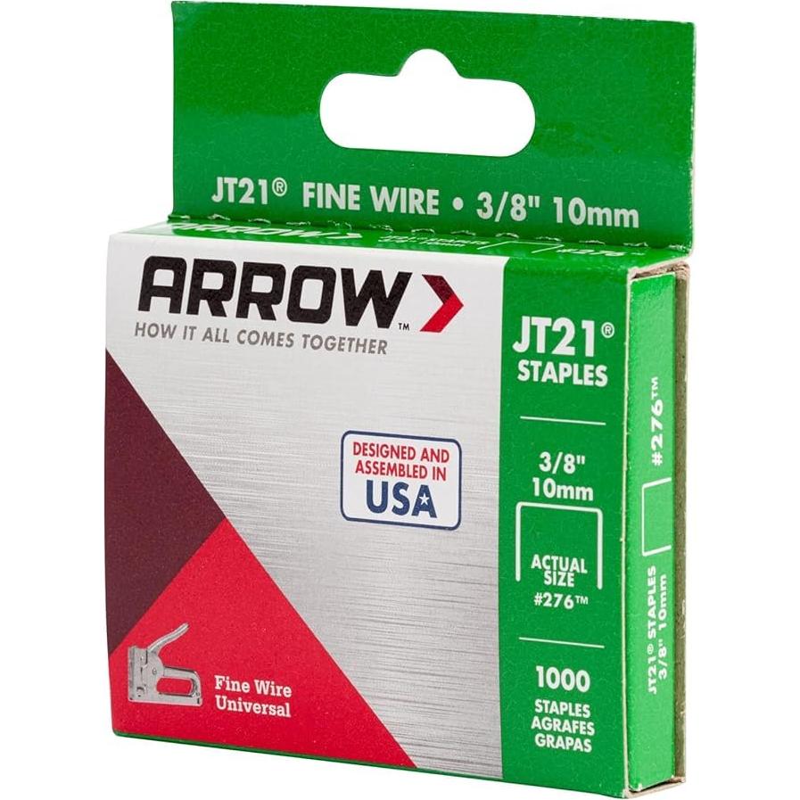 Grapas delgadas Arrow 276 JT21 10 mm para grapadoras - 1000 unidades