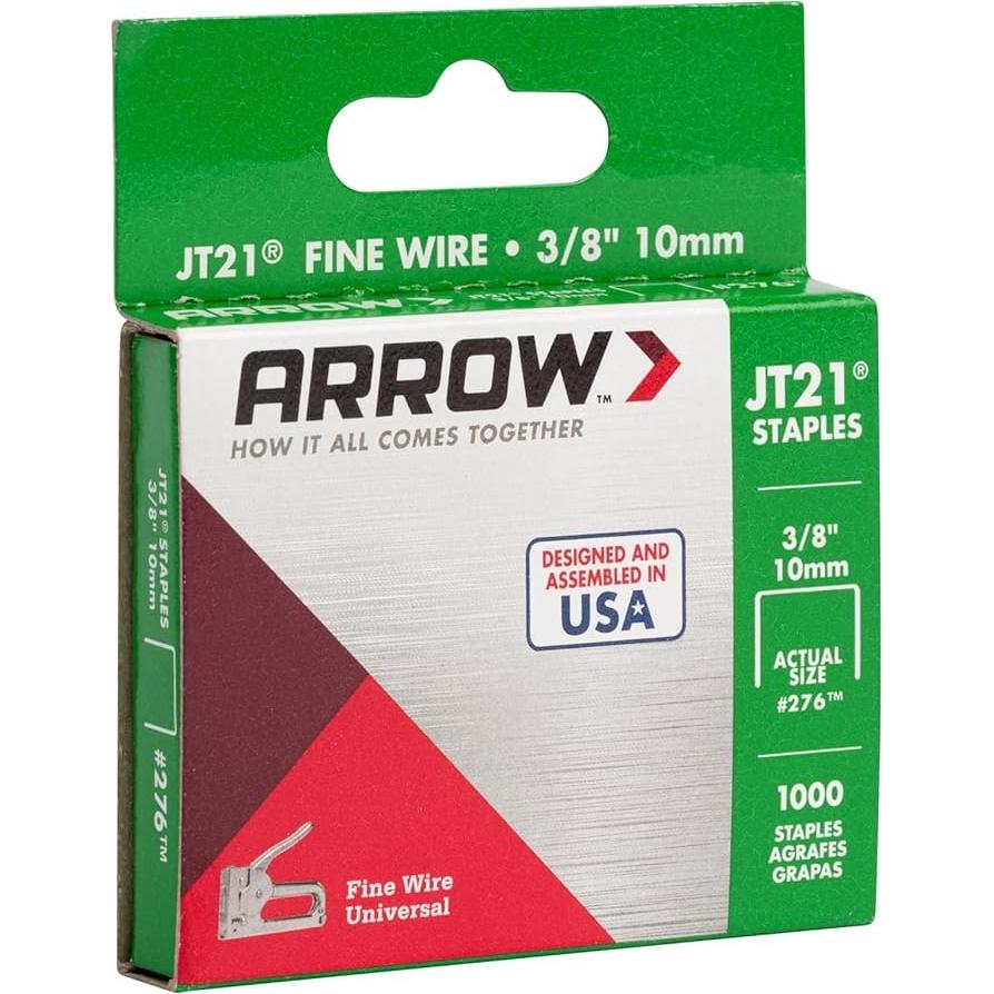Grapas delgadas Arrow 276 JT21 10 mm para grapadoras - 1000 unidades