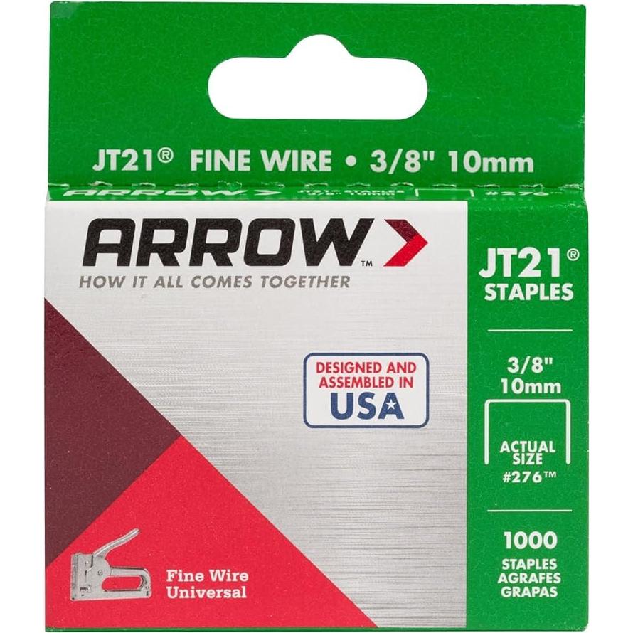 Grapas delgadas Arrow 276 JT21 10 mm para grapadoras - 1000 unidades