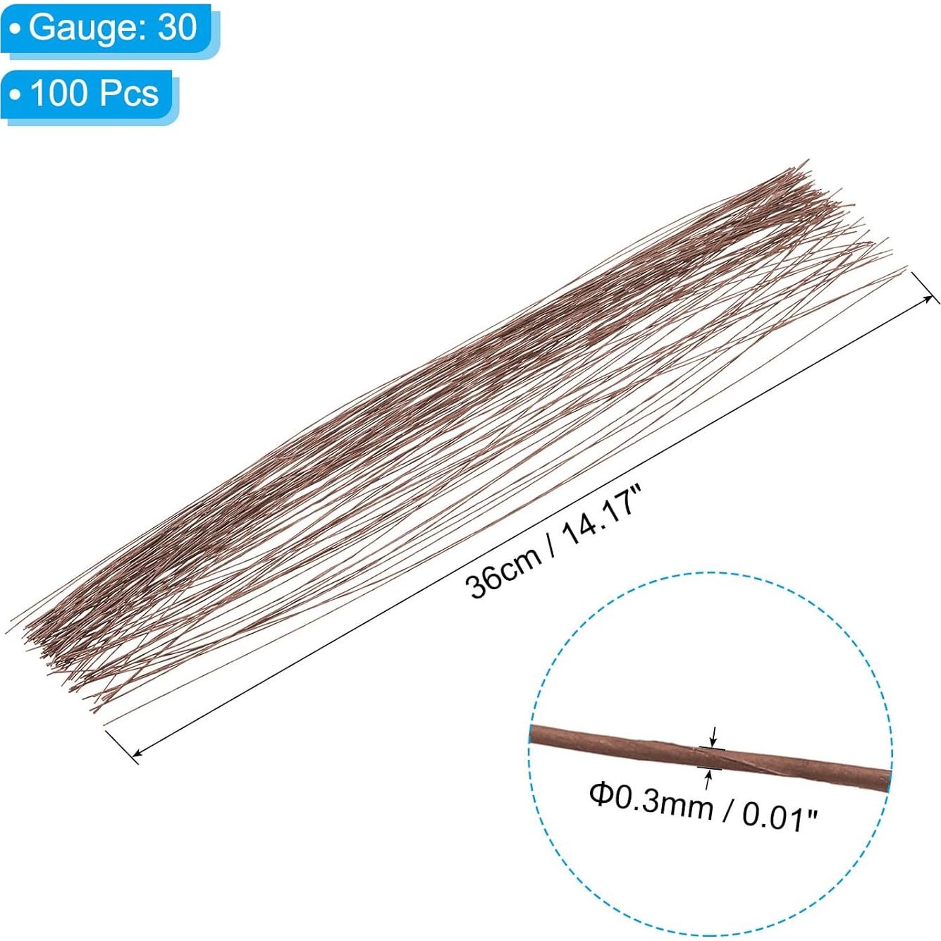 Alambre de Tallos Floral PATIKIL 30 Calibres 36 cm 100 Pcs Marrón
