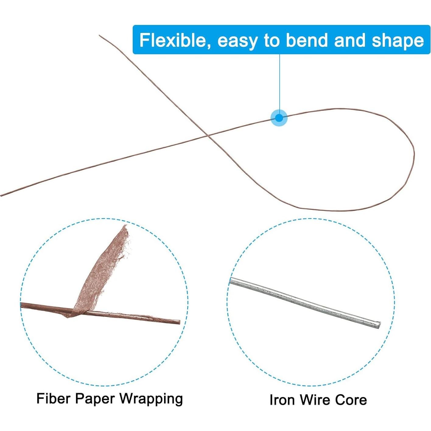 Alambre de Tallos Floral PATIKIL 30 Calibres 36 cm 100 Pcs Marrón