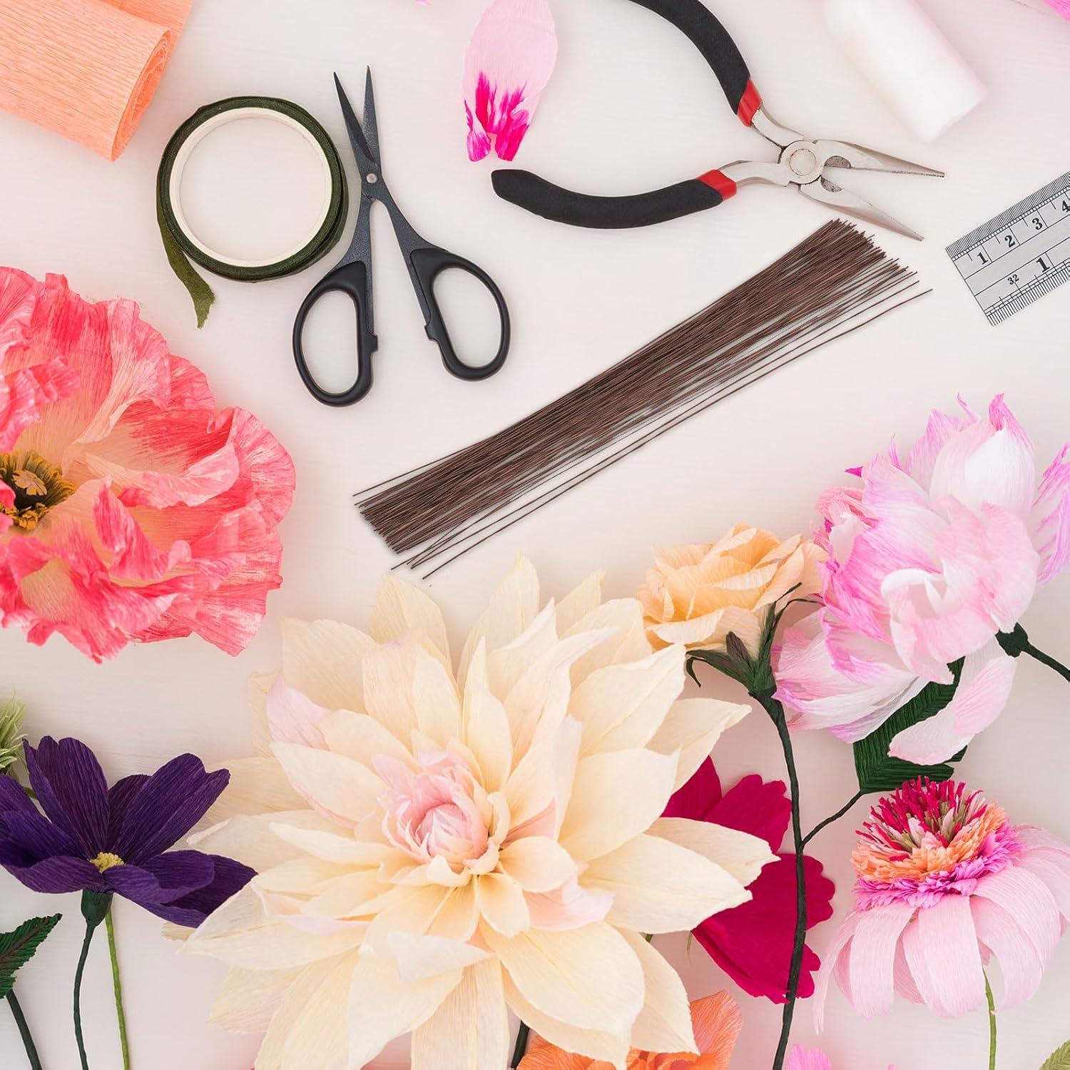 Alambre de Tallos Floral PATIKIL 30 Calibres 36 cm 100 Pcs Marrón