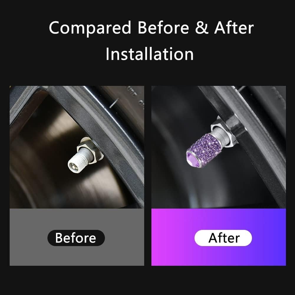 Tapas de Válvula de Neumático Brillantes SAVORI - 4 Piezas Púrpura