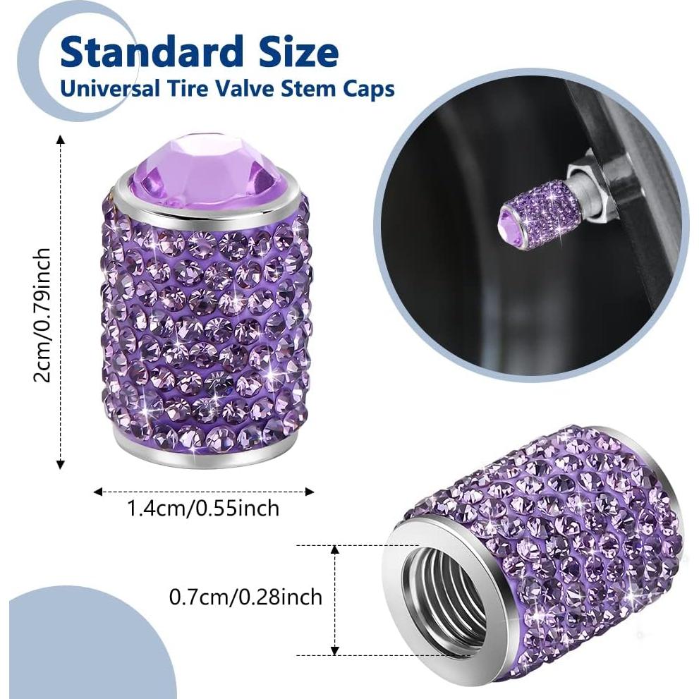 Tapas de Válvula de Neumático Brillantes SAVORI - 4 Piezas Púrpura