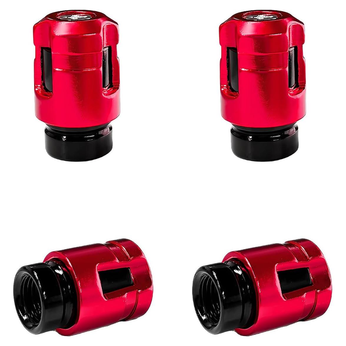4 Tapones de Válvula de Neumático Yourkar Aluminio Rojo