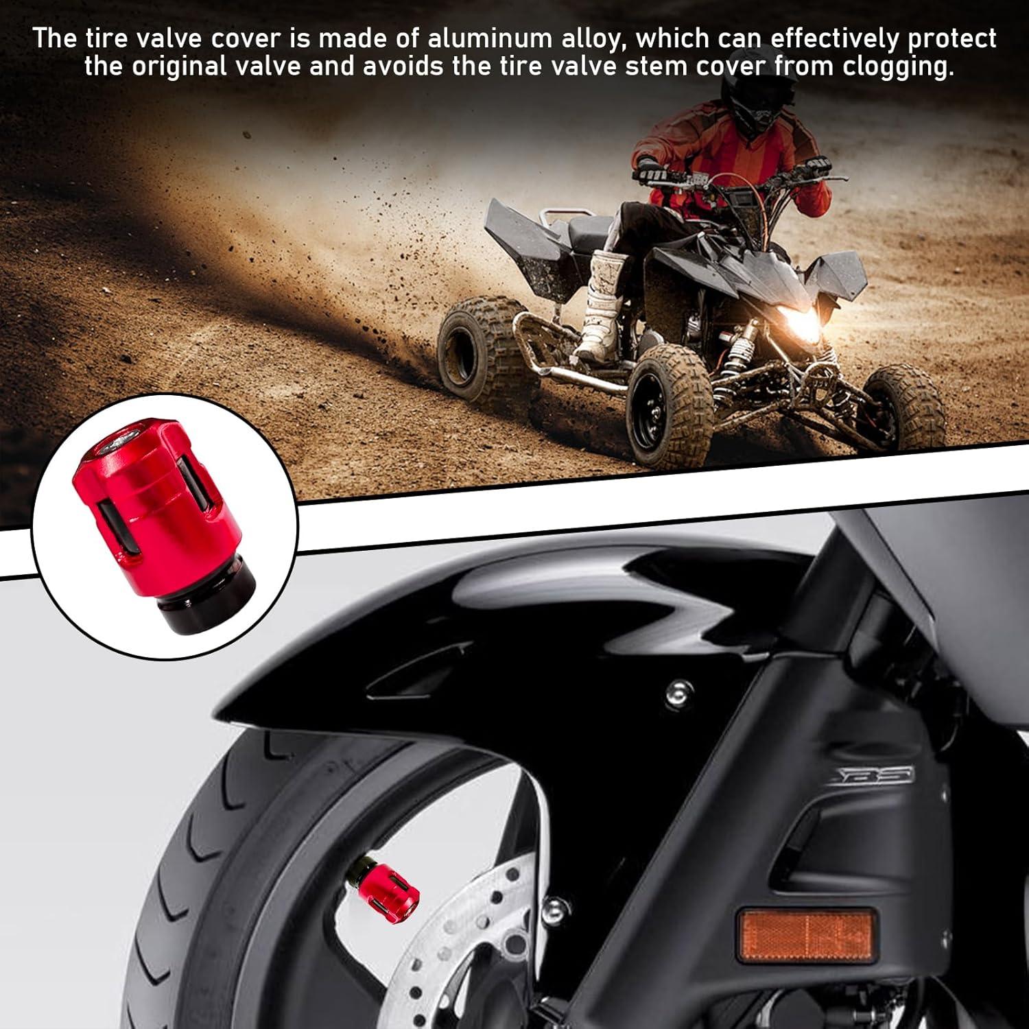 4 Tapones de Válvula de Neumático Yourkar Aluminio Rojo