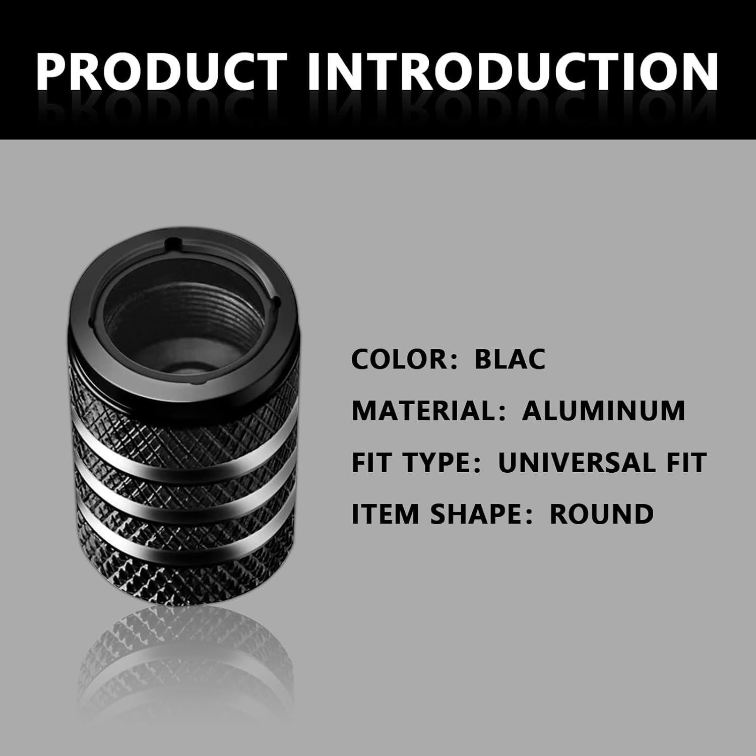 Tapa de Válvula de Neumático Fogfar 5 PCS Aluminio Negro