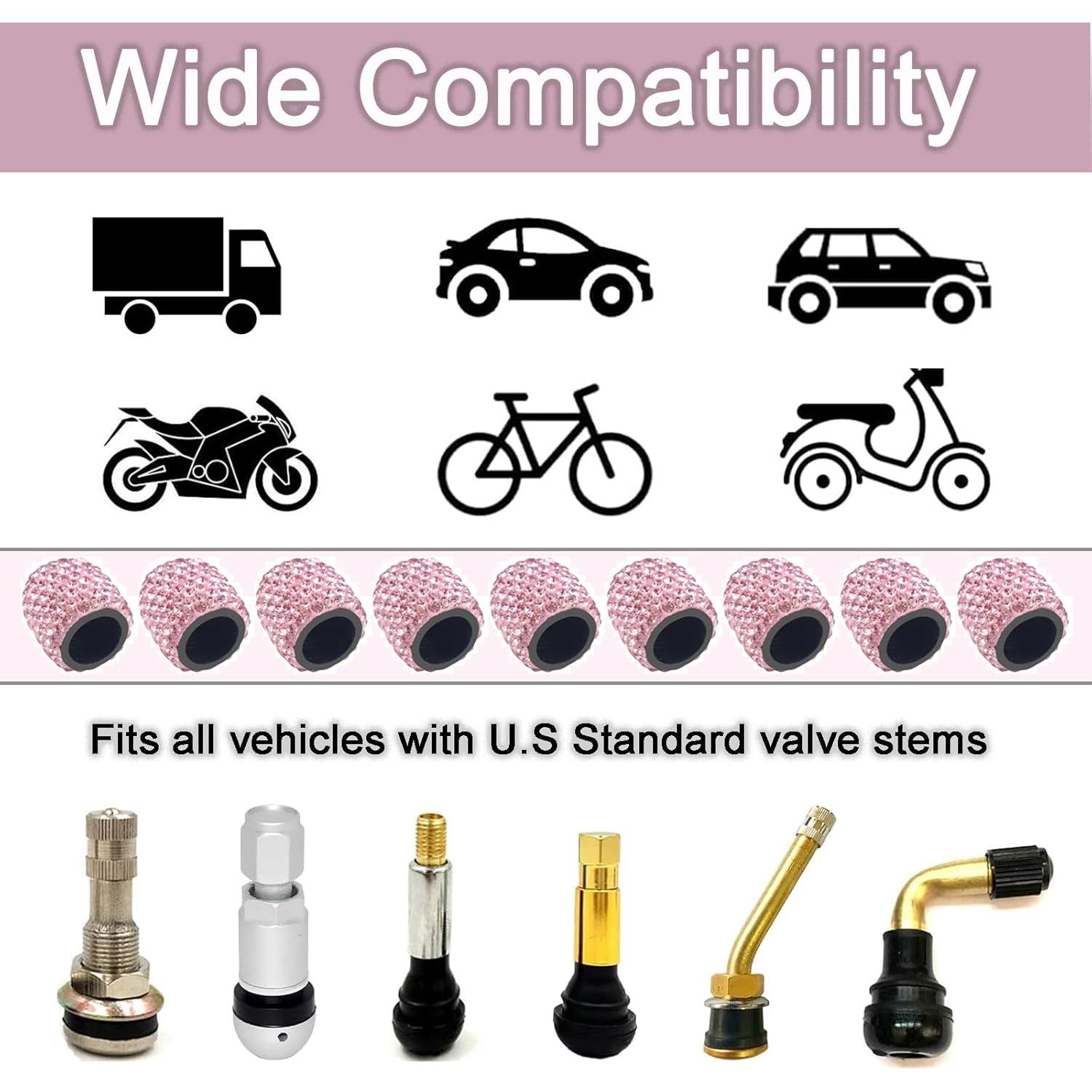 Tapas de Válvula de Neumático Snsnlent Rosa Brillante 4 Pcs