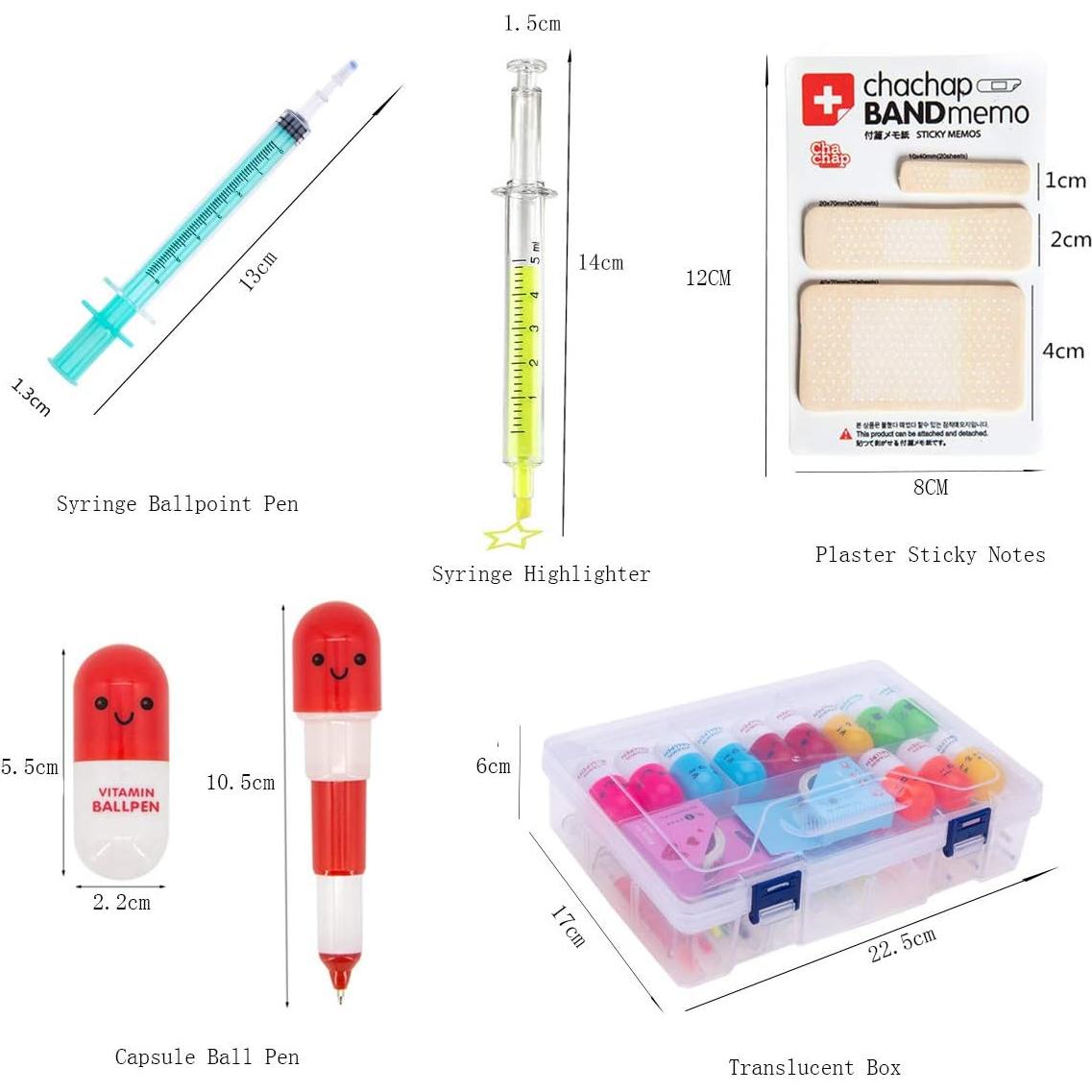 Conjunto Escolar 34 Pcs ChaChap: Marcadores Jeringa y Bolígrafos