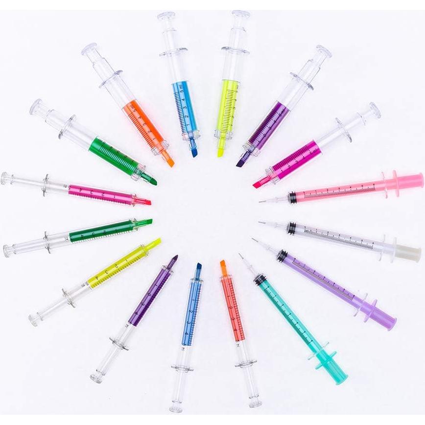 Conjunto Escolar 34 Pcs ChaChap: Marcadores Jeringa y Bolígrafos