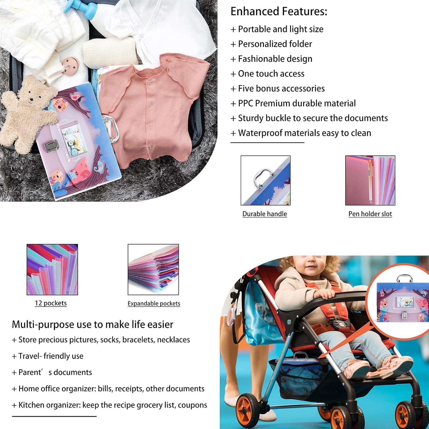 Organizador de Archivos para Bebés BFO001 - 12 Bolsillos Multicolores