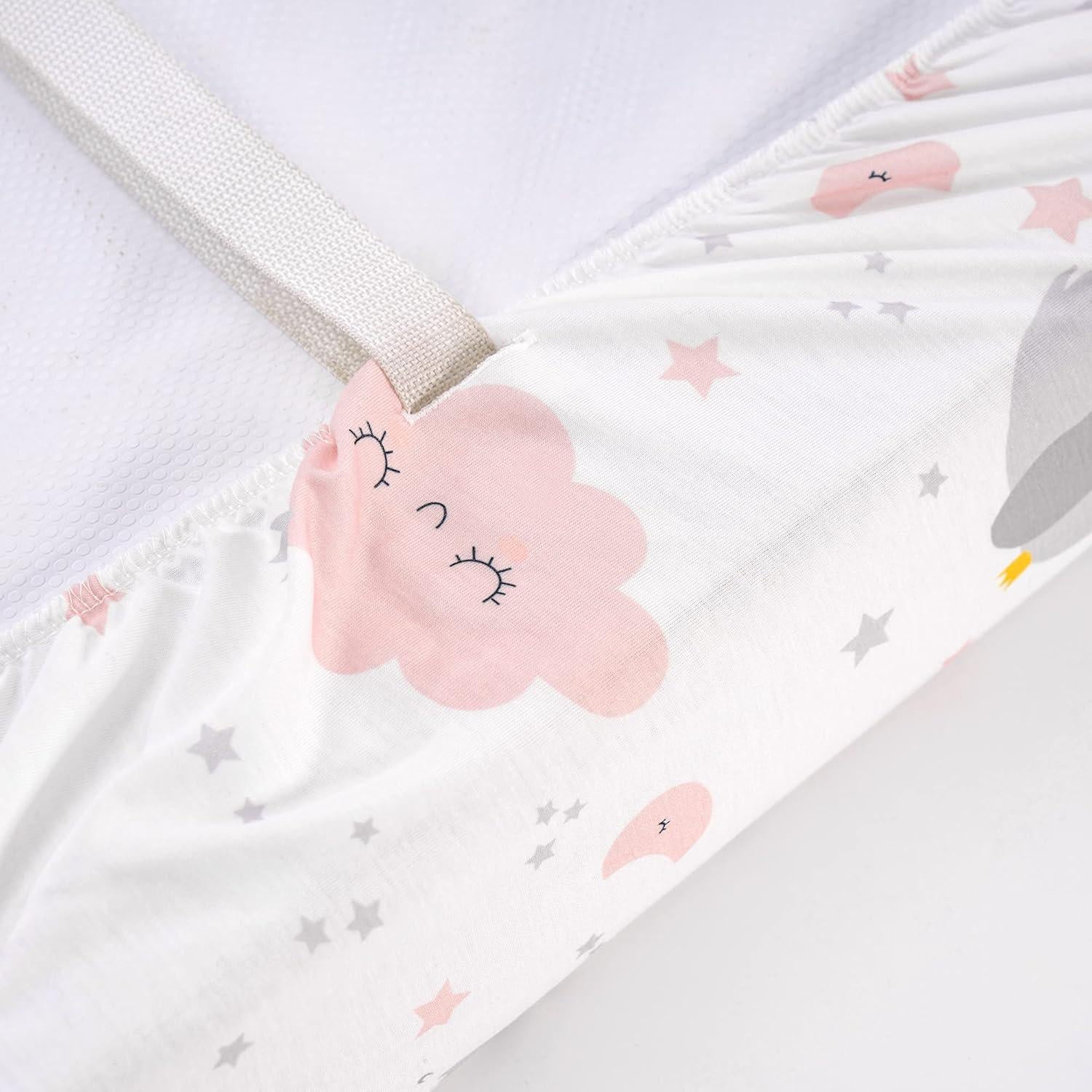 Juego de Fundas para Cambiador TILLYOU 2 Piezas Rosa Elefante Nube