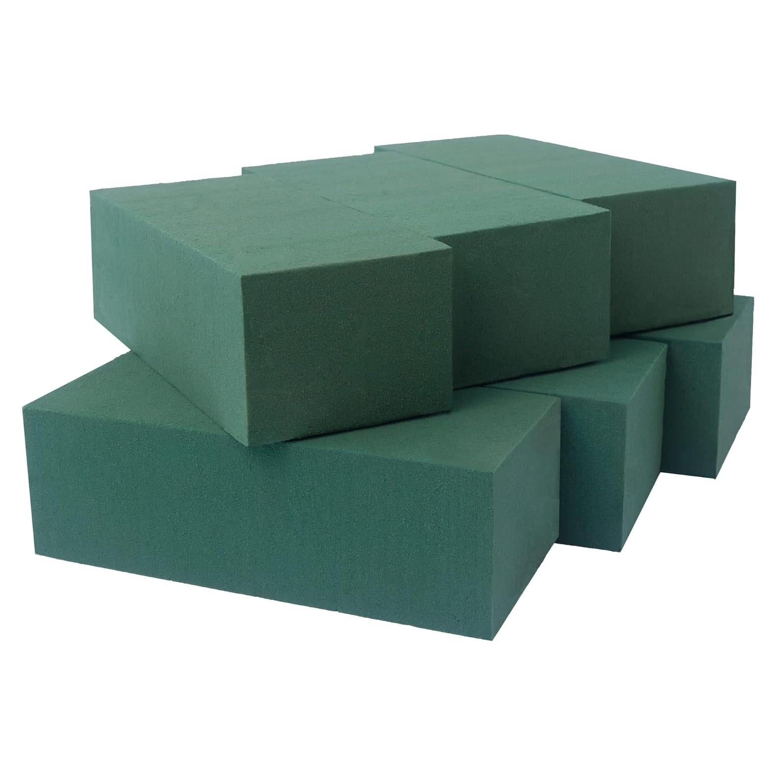 Paquete de 6 Bloques de Espuma Floral Verde Flofare 26.7x19.8x12.2 cm
