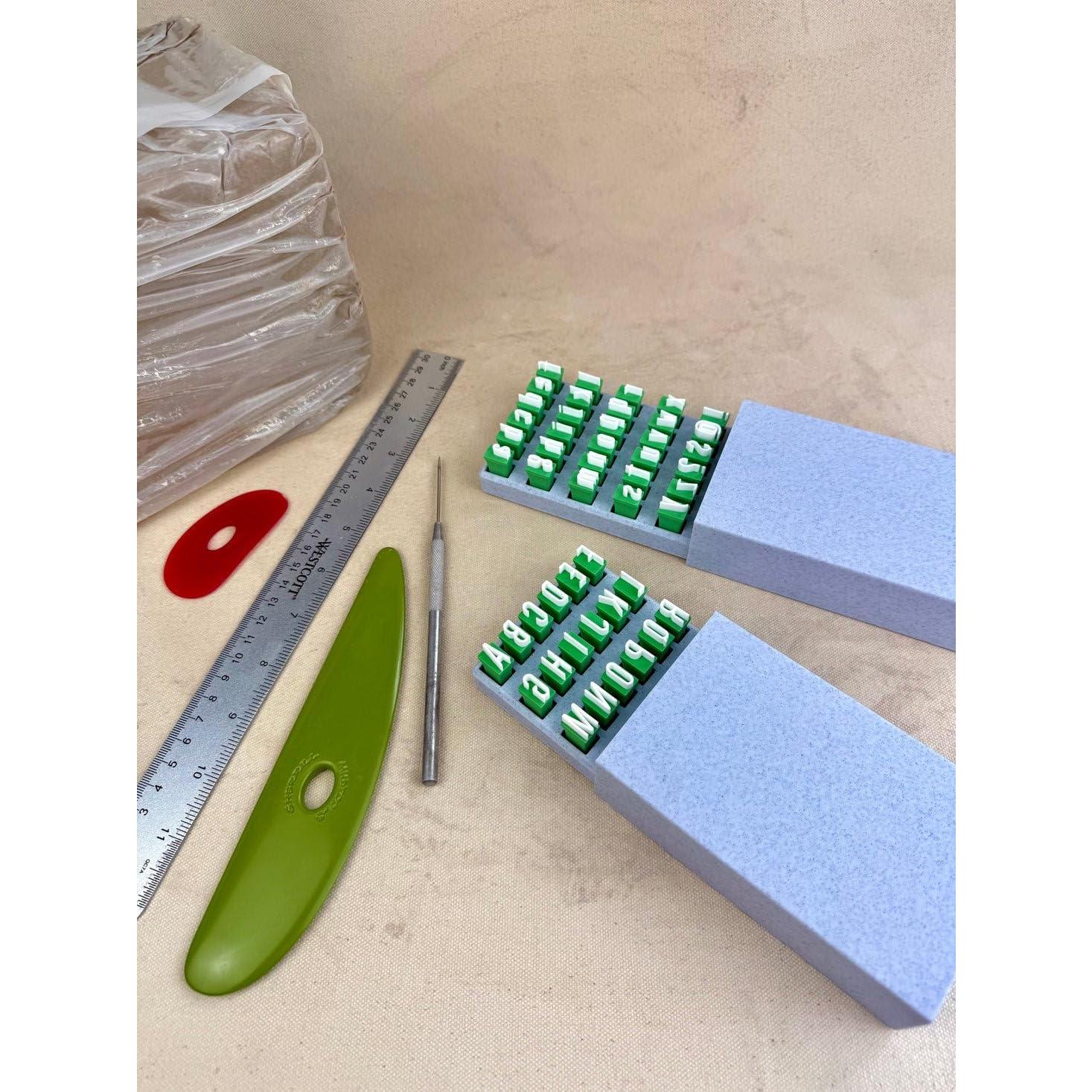 Juego de Sellos de Alfabeto y Números Jxueych para Cerámica