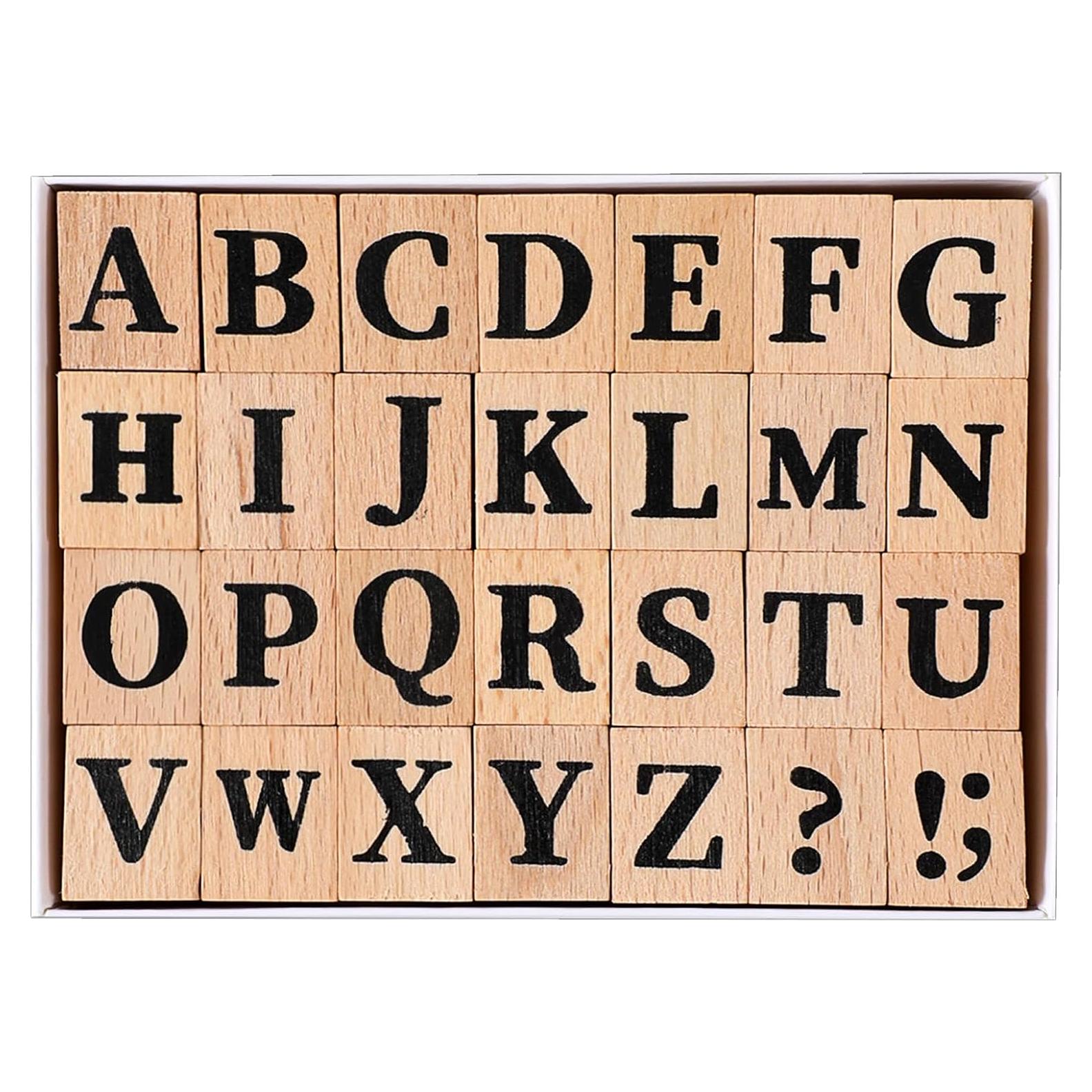 Conjunto de Sellos de Letras de Madera 28 Pzs - Hariendny