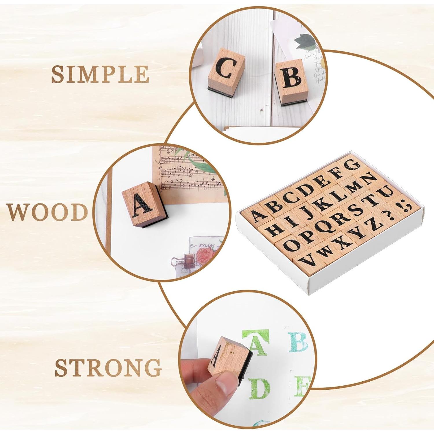 Conjunto de Sellos de Letras de Madera 28 Pzs - Hariendny