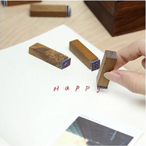 Set de 70 Sellos de Letras y Números de Madera Co-link