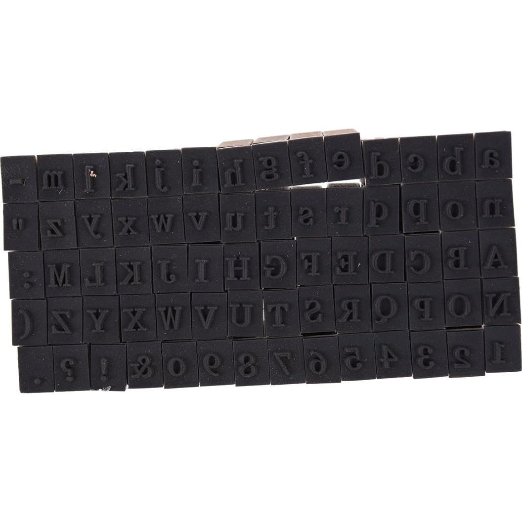 Set de 70 Sellos de Letras y Números de Madera Co-link