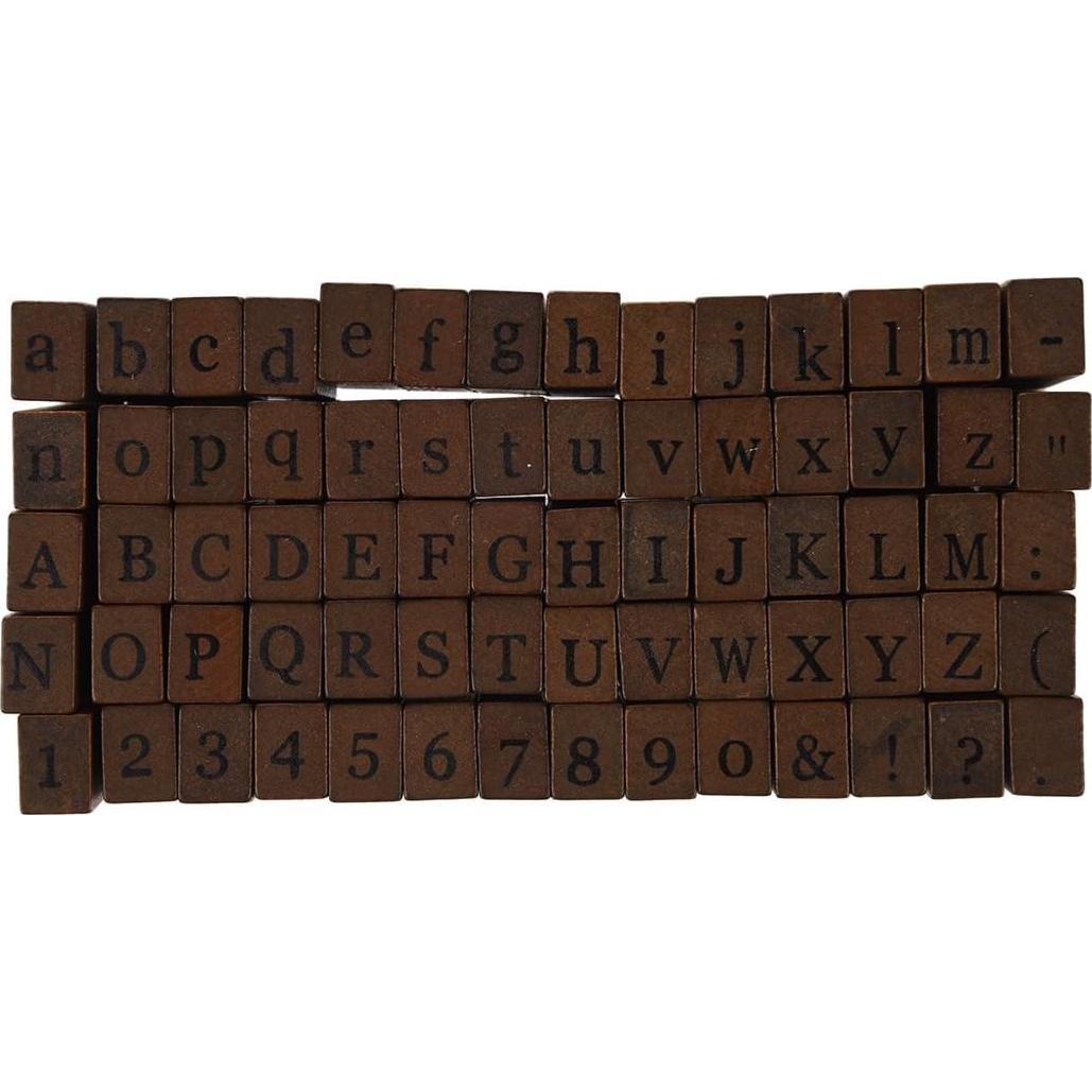 Set de 70 Sellos de Letras y Números de Madera Co-link