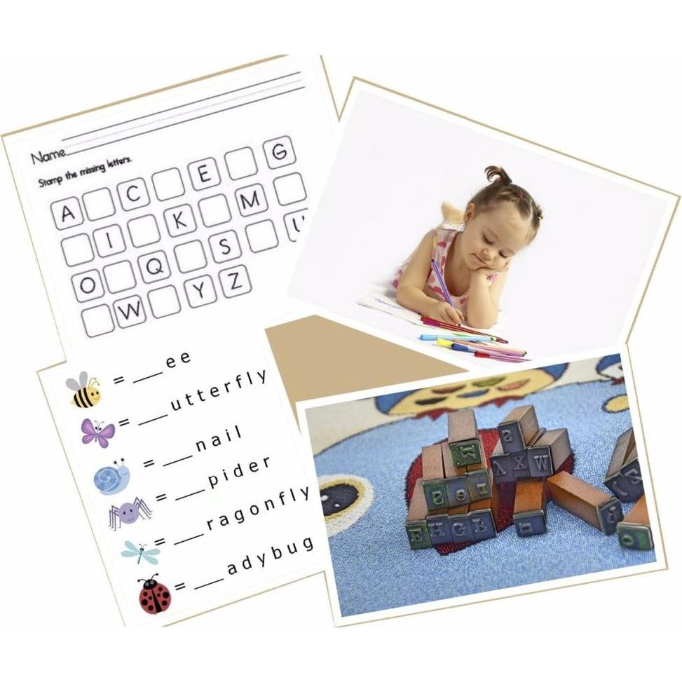 Set de 70 Sellos de Letras y Números de Madera Co-link