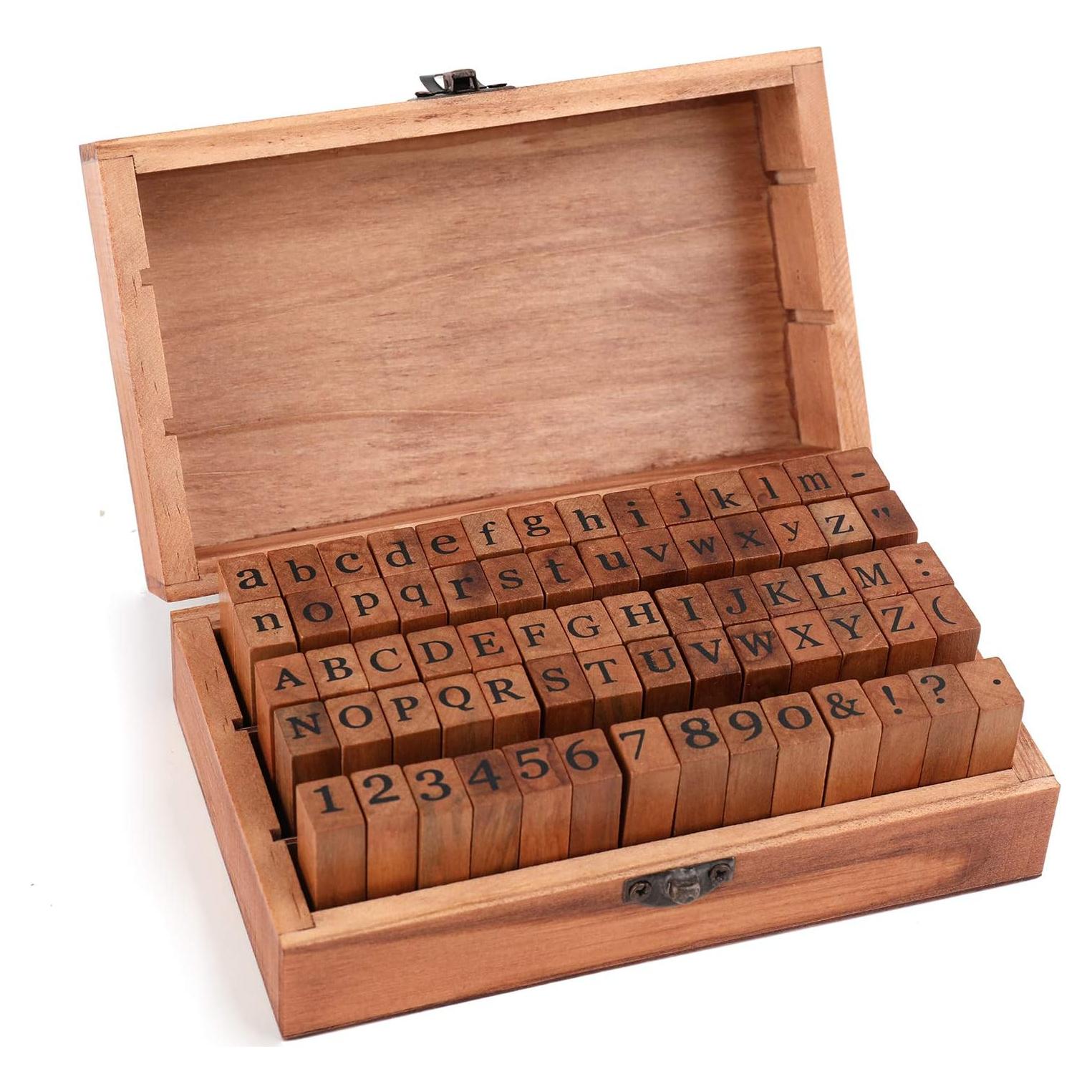 Sellos de Letras y Números Mini Tosnail 70 Piezas con Caja