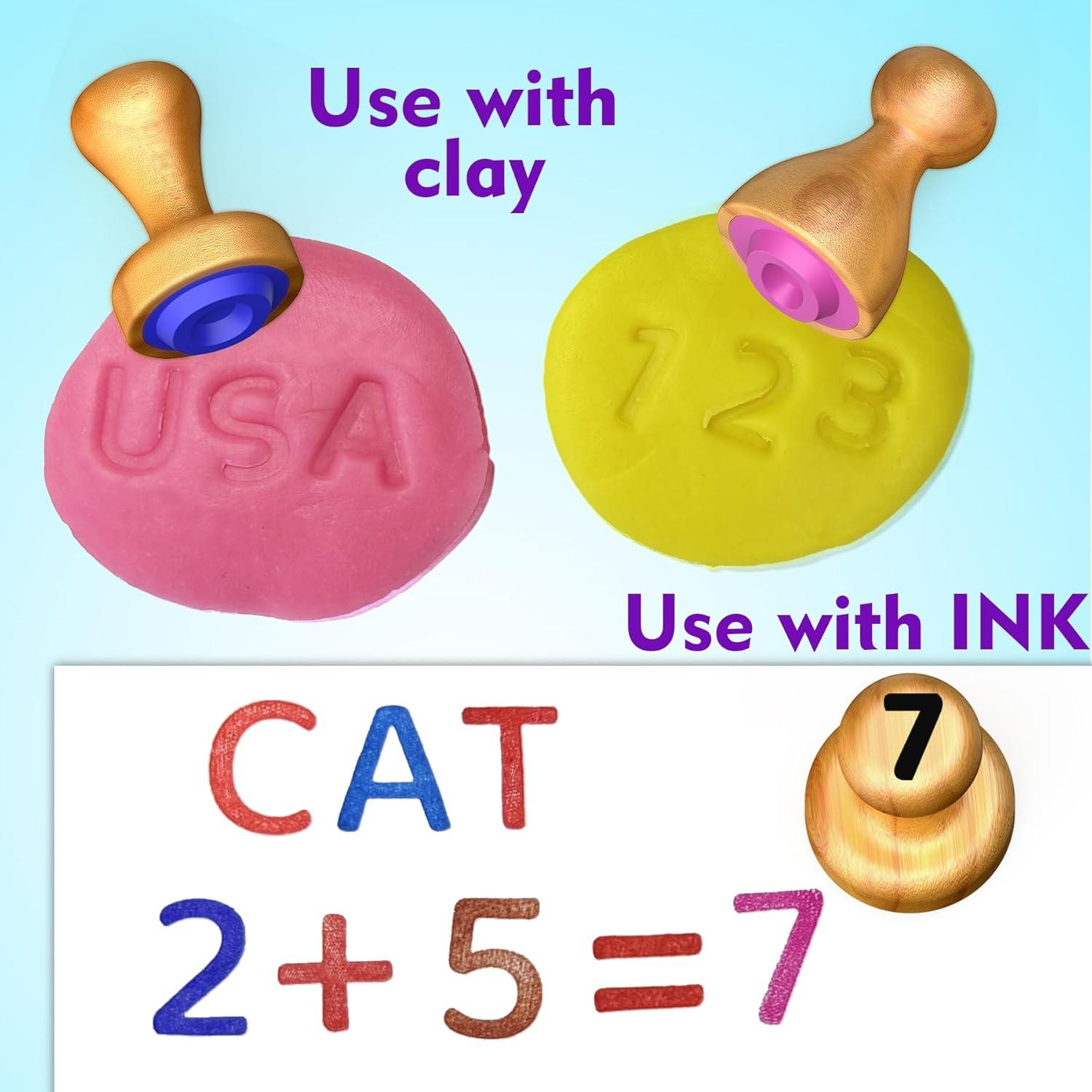 Sellos de Alfabeto y Números de Madera Flycoost - Juguete Educativo