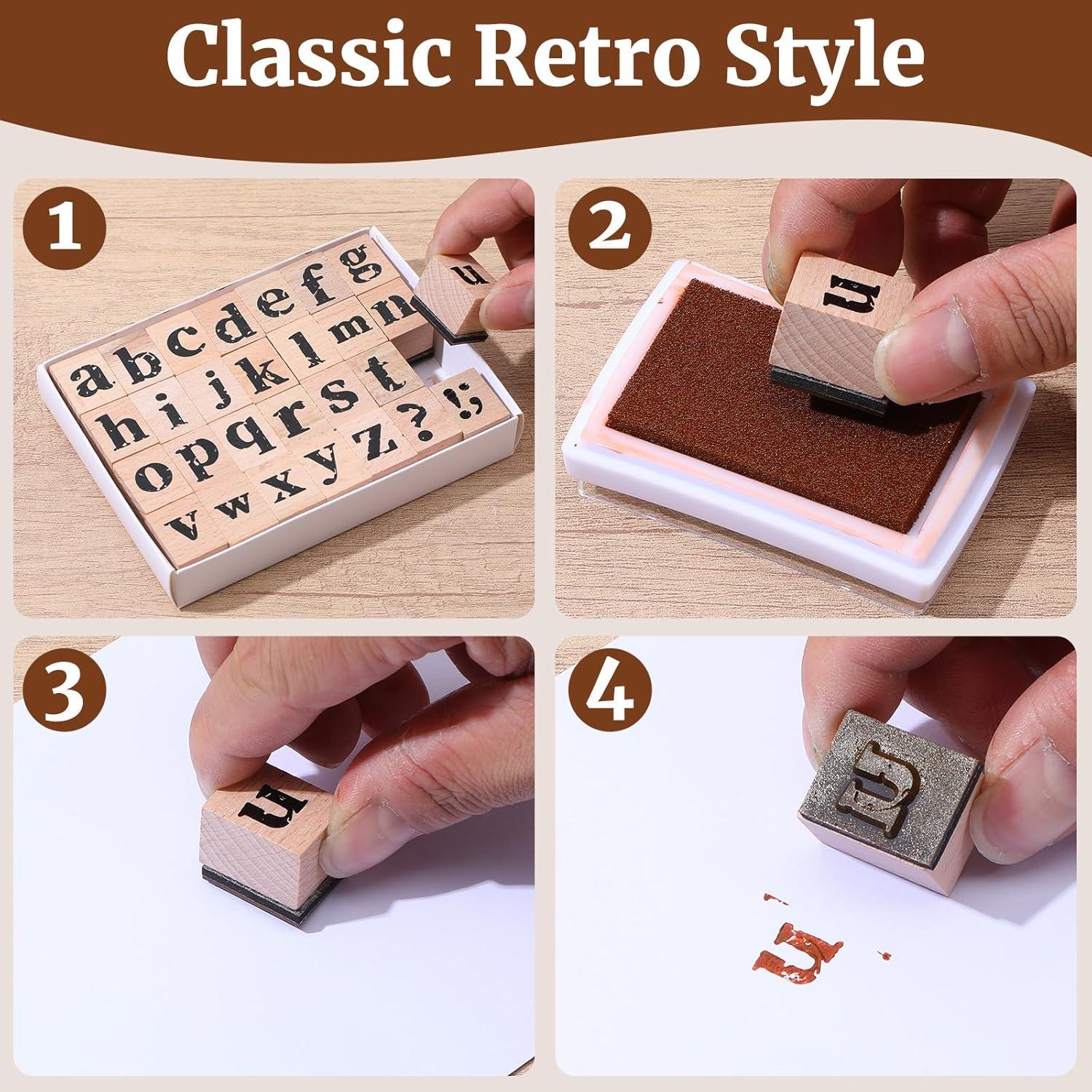 66 Sellos de Alfabeto y Números de Madera Mekueeex