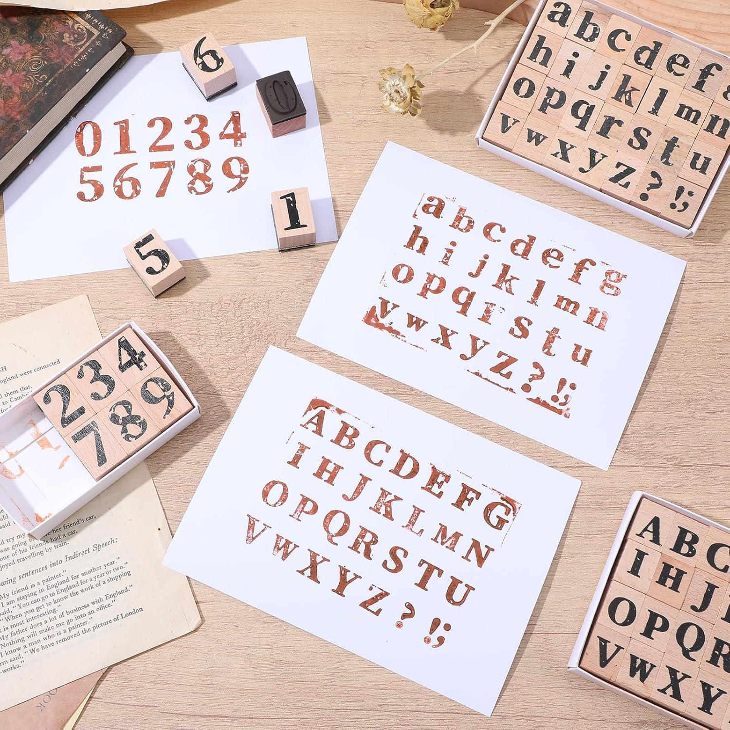 66 Sellos de Alfabeto y Números de Madera Mekueeex