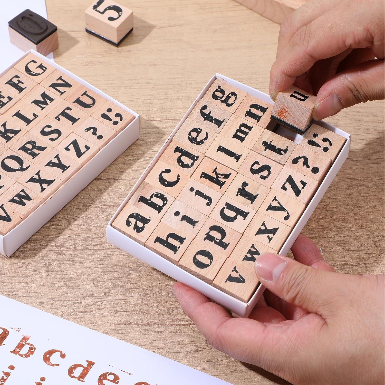 66 Sellos de Alfabeto y Números de Madera Mekueeex