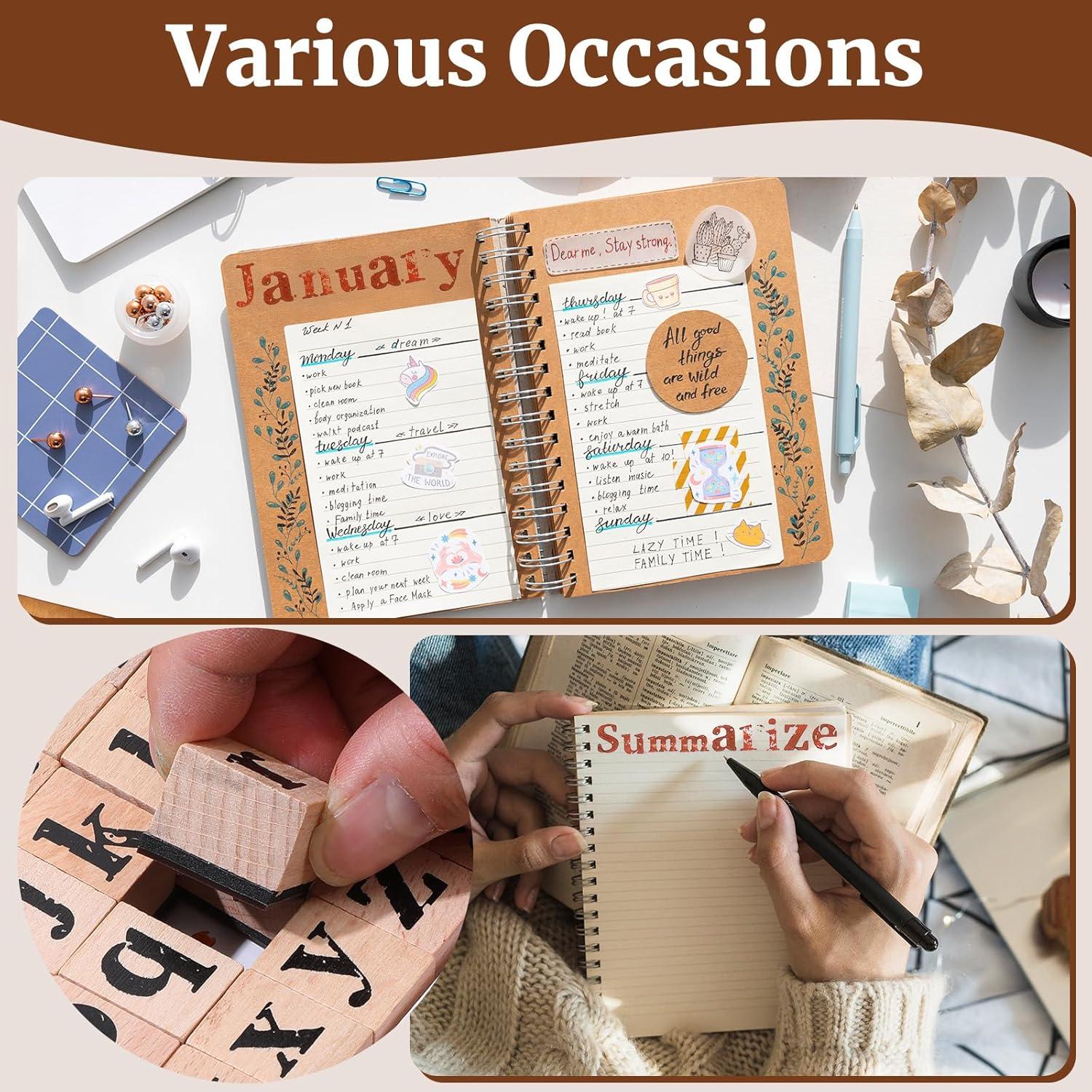 66 Sellos de Alfabeto y Números de Madera Mekueeex