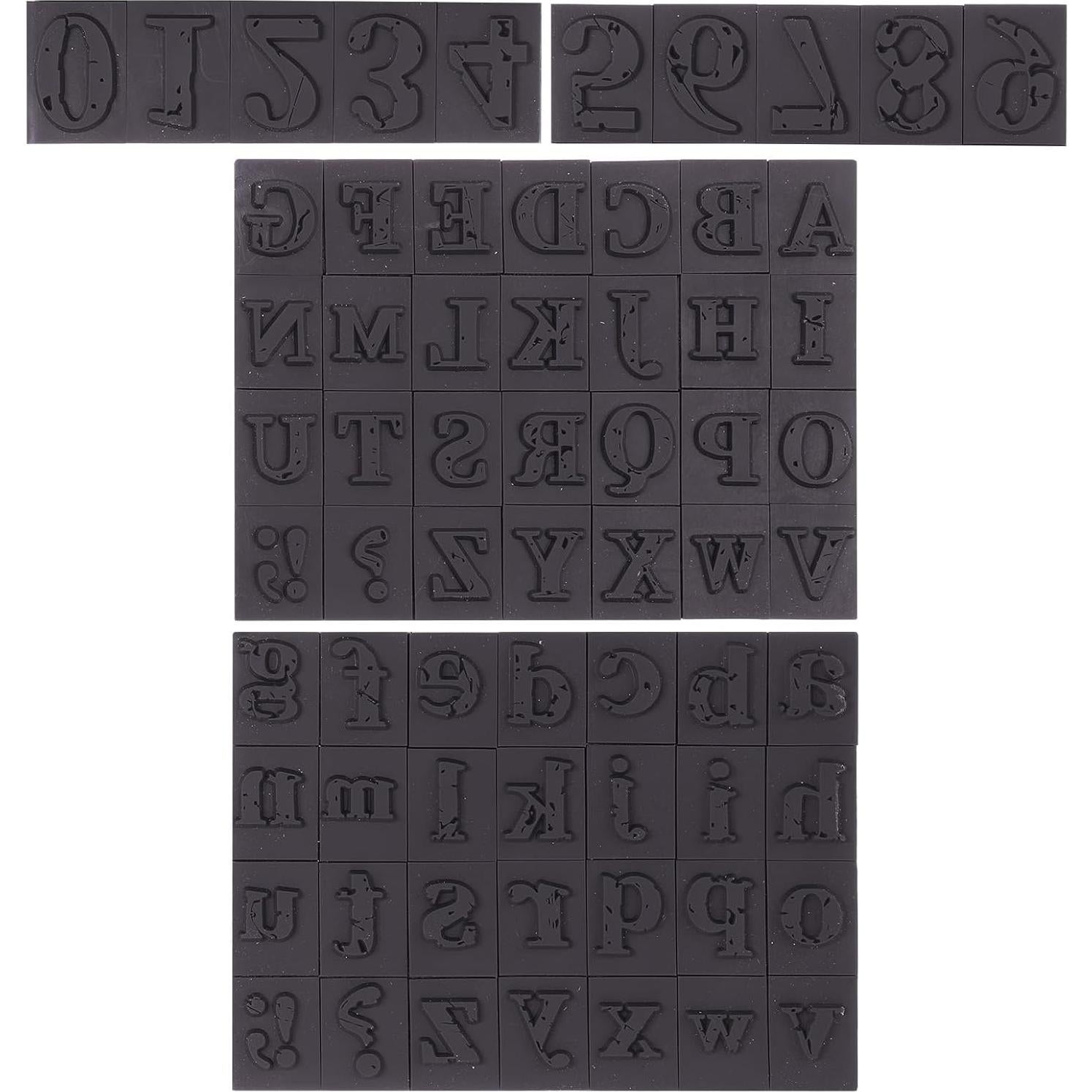 66 Sellos de Alfabeto y Números de Madera Mekueeex