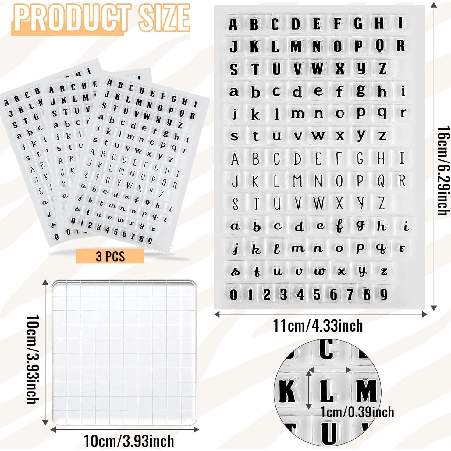 Juego de Sellos de Alfabeto Spakon 4 Pcs con Bloque Acrílico