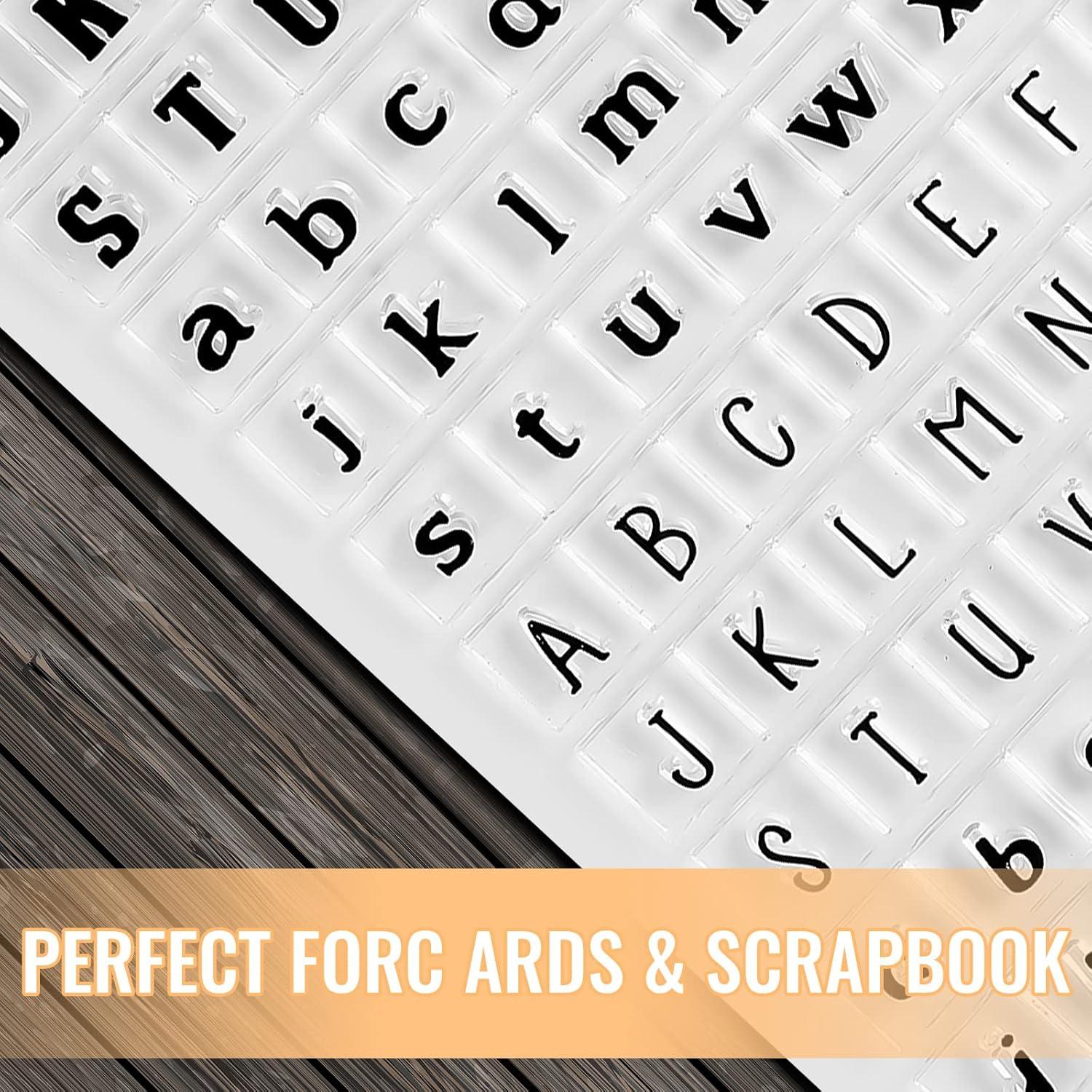 Juego de Sellos de Alfabeto Spakon 4 Pcs con Bloque Acrílico