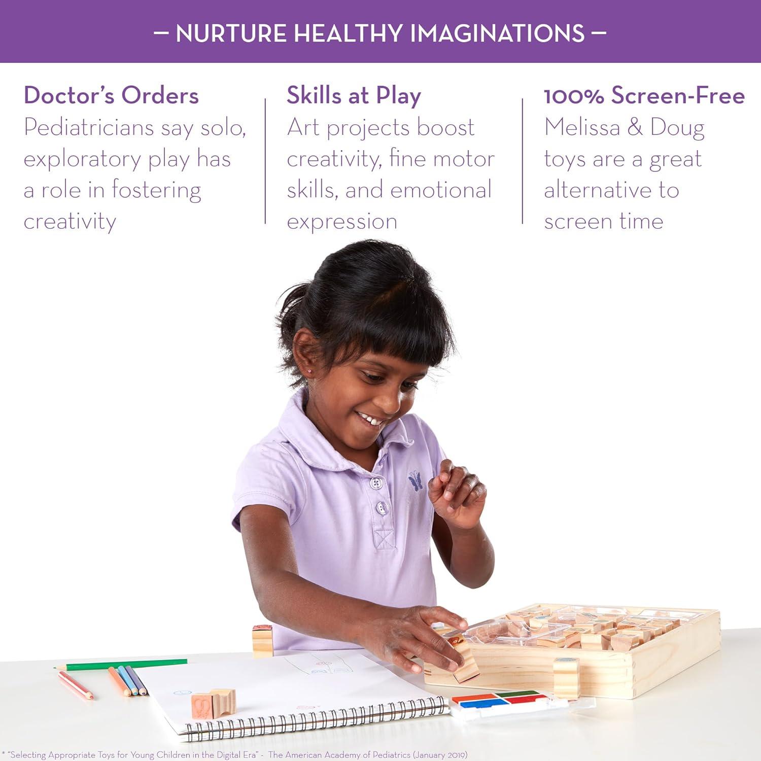 Juego de Sellos de Madera Melissa & Doug - 26 Sellos y 5 Lápices