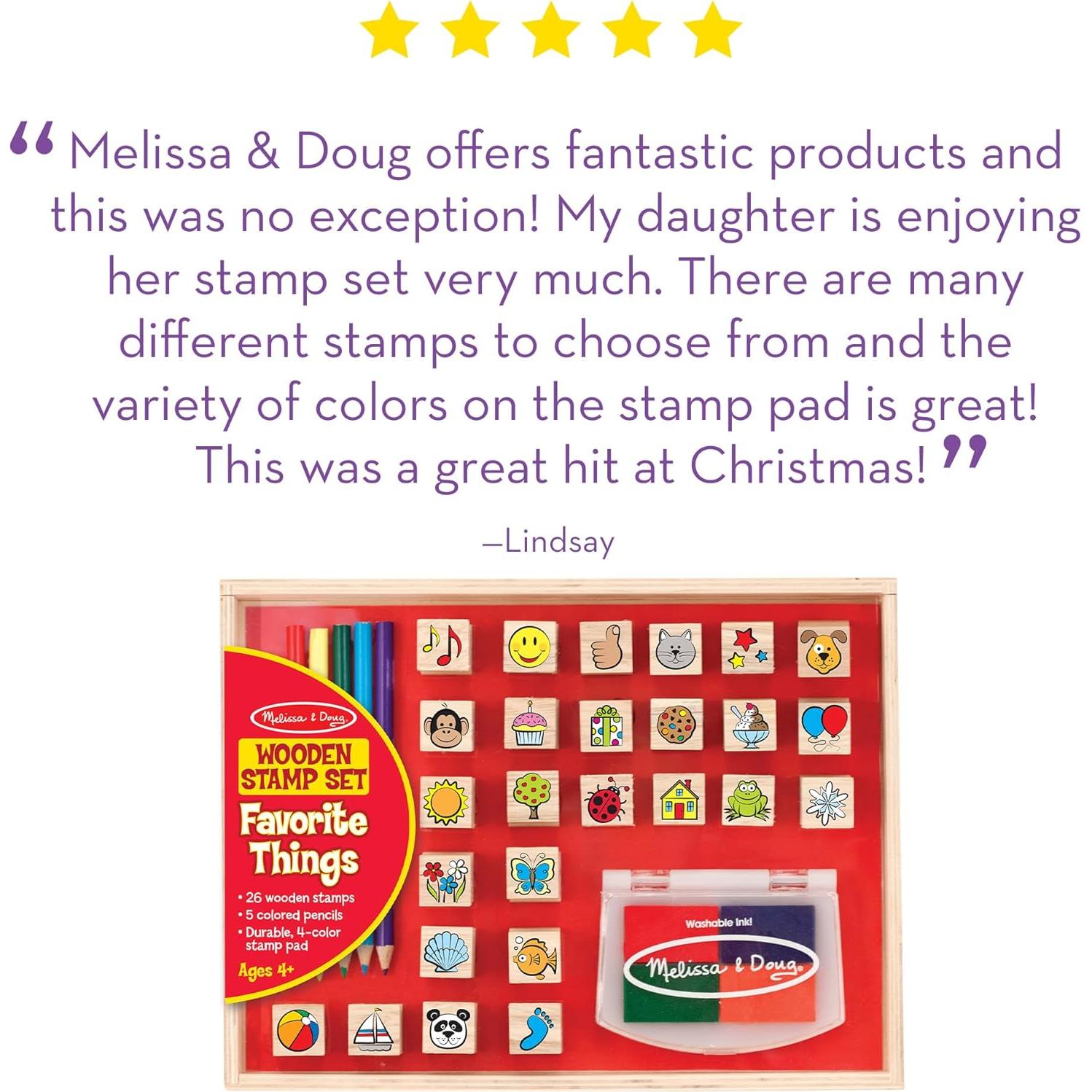 Juego de Sellos de Madera Melissa & Doug - 26 Sellos y 5 Lápices