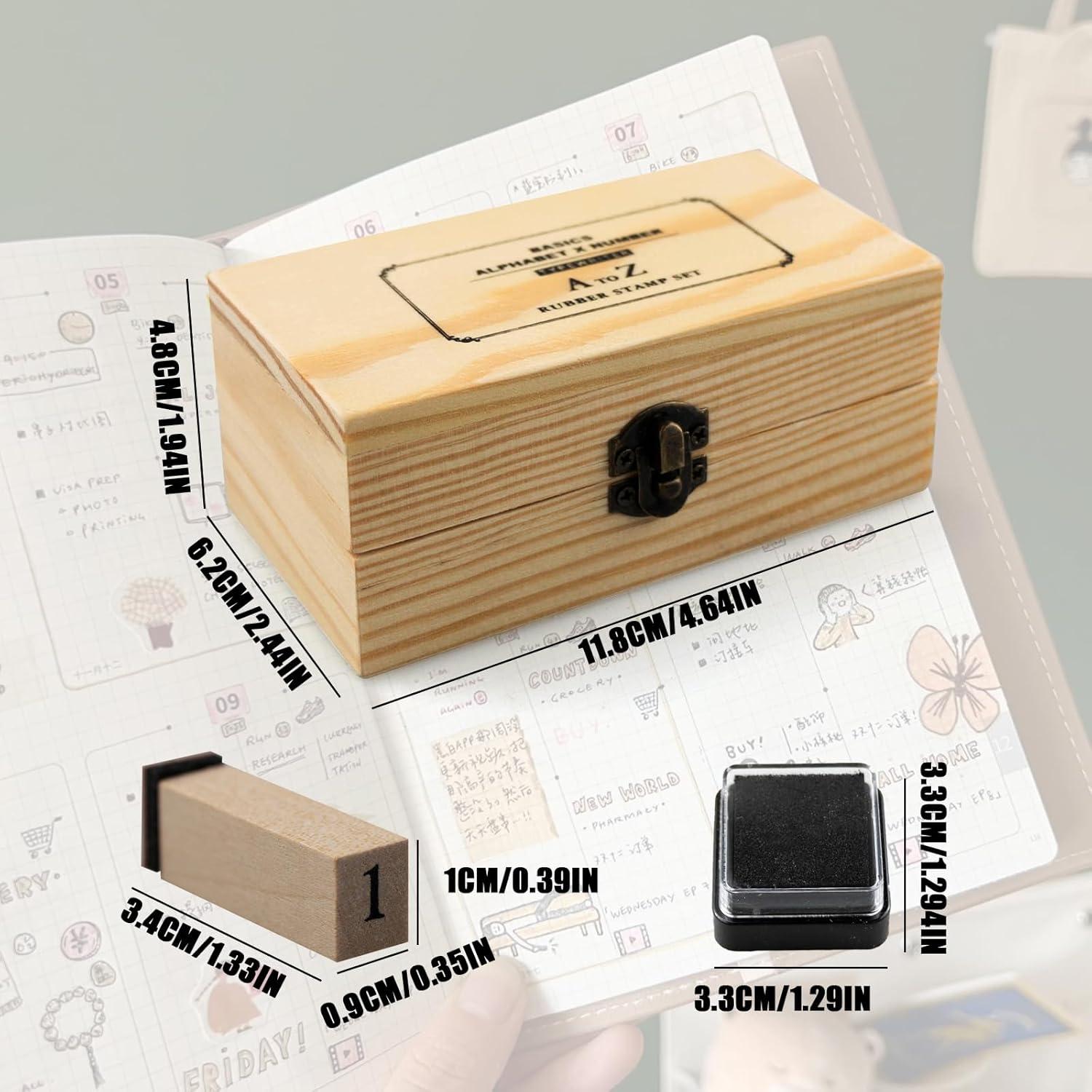 Juego de Sellos de Alfabeto 36 Piezas GUQIANLU con Caja de Madera