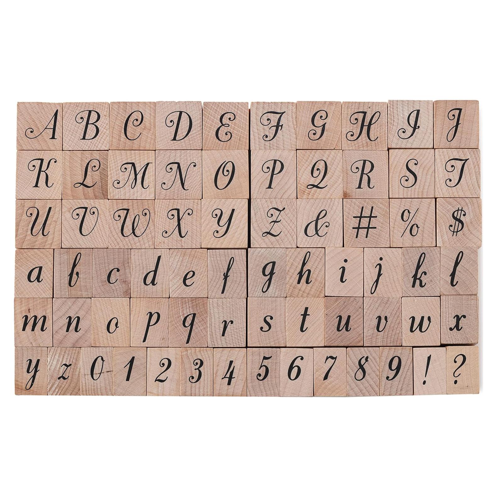 Juego de Sellos de Madera Recollections - Letras y Números Script